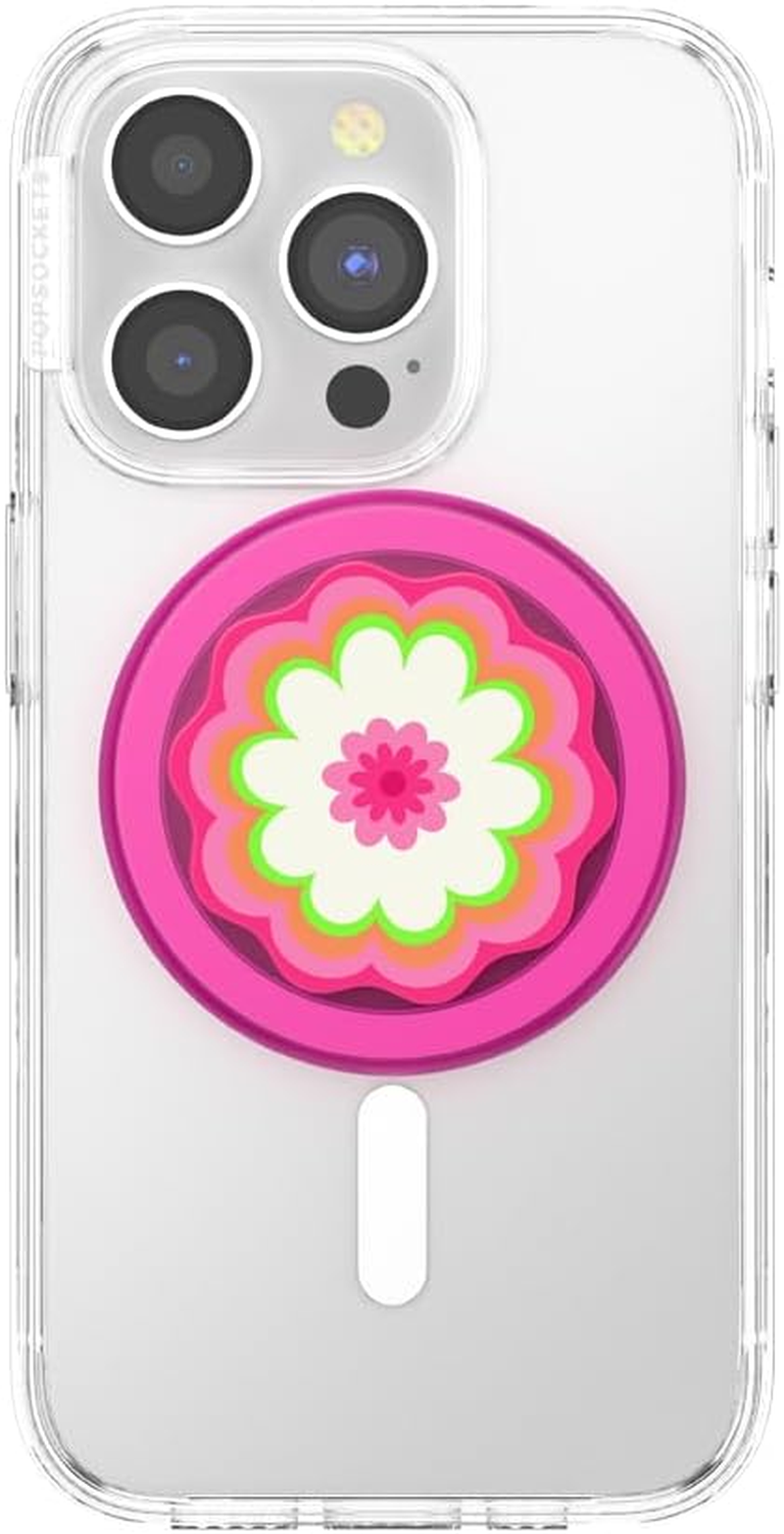 Popsockets round Phone Grip Compatible with Magsafe, Adapter Ring Included, Phone Holder, Wireless Charging Compatible - Pink