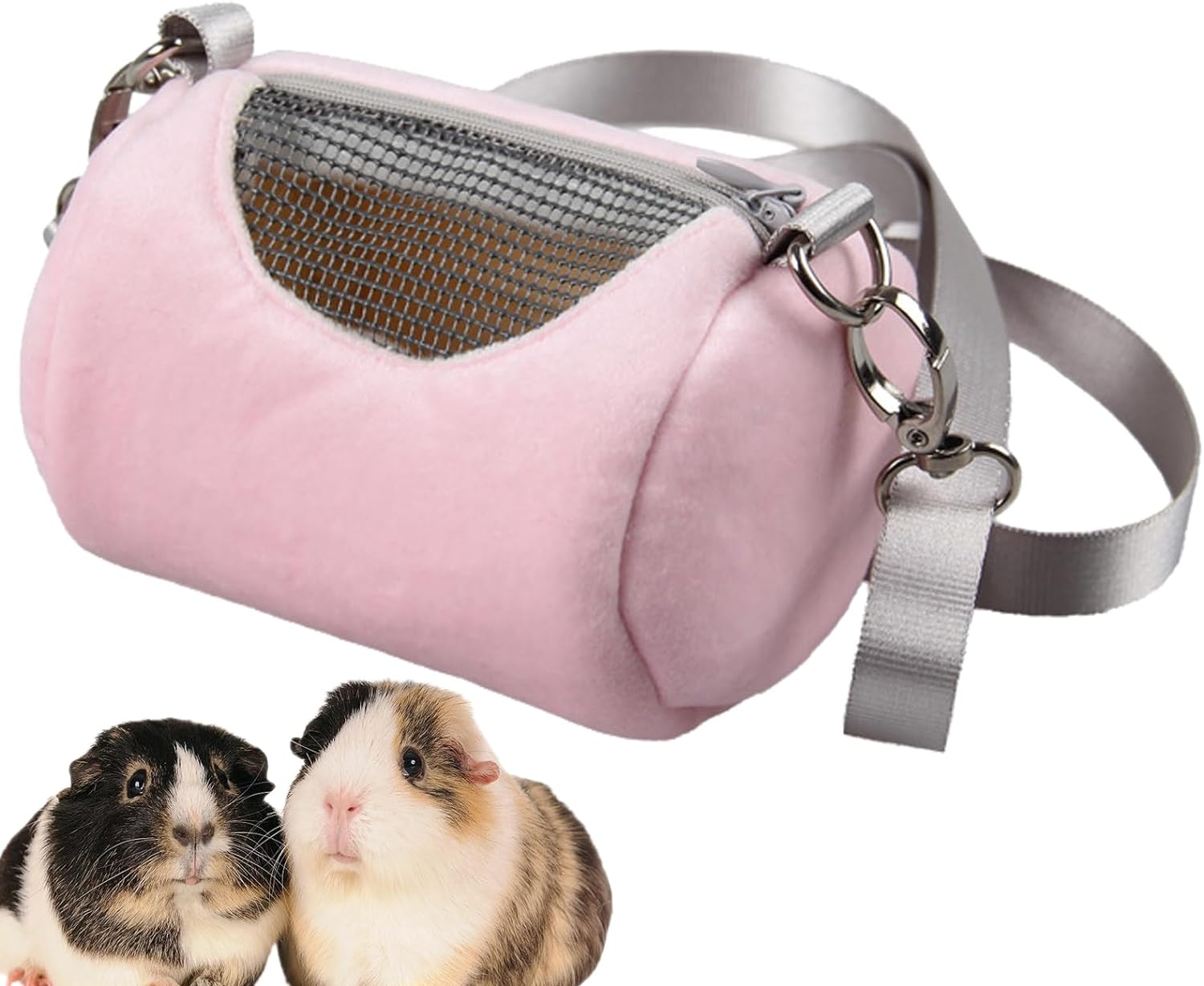 Hamster Carrier Bag | Small Animal Warm Plush Travel Bag,Lizard Bird Rabbit Cage, Breathable Mesh Window, Cylinder Travel Pouch for Bearded Dragon Hedgehog Ferret and More Borato