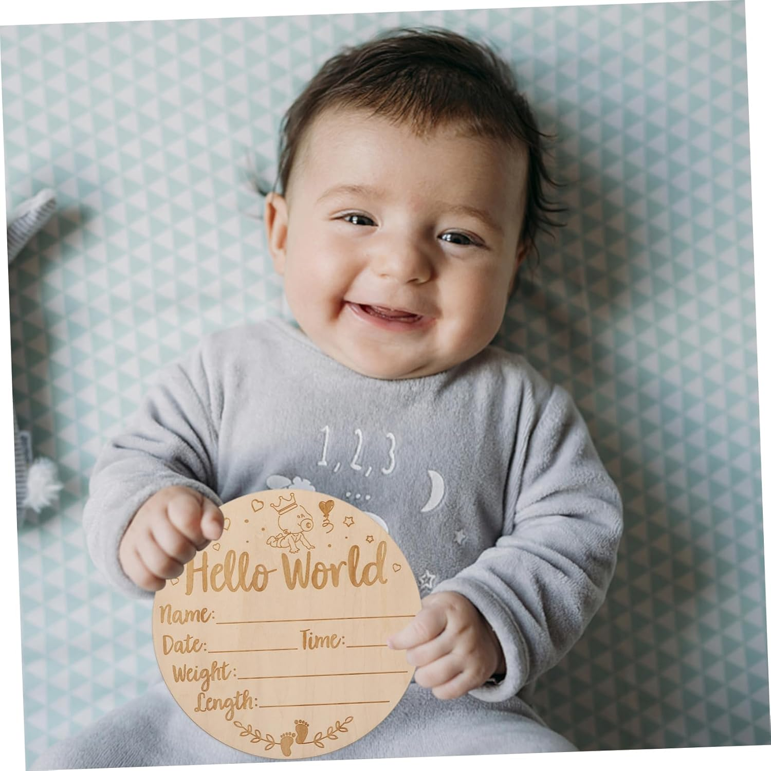 Rustic Wooden Birth Announcement Sign Newborn Shower Photo Prop Nursery Decor image number 4