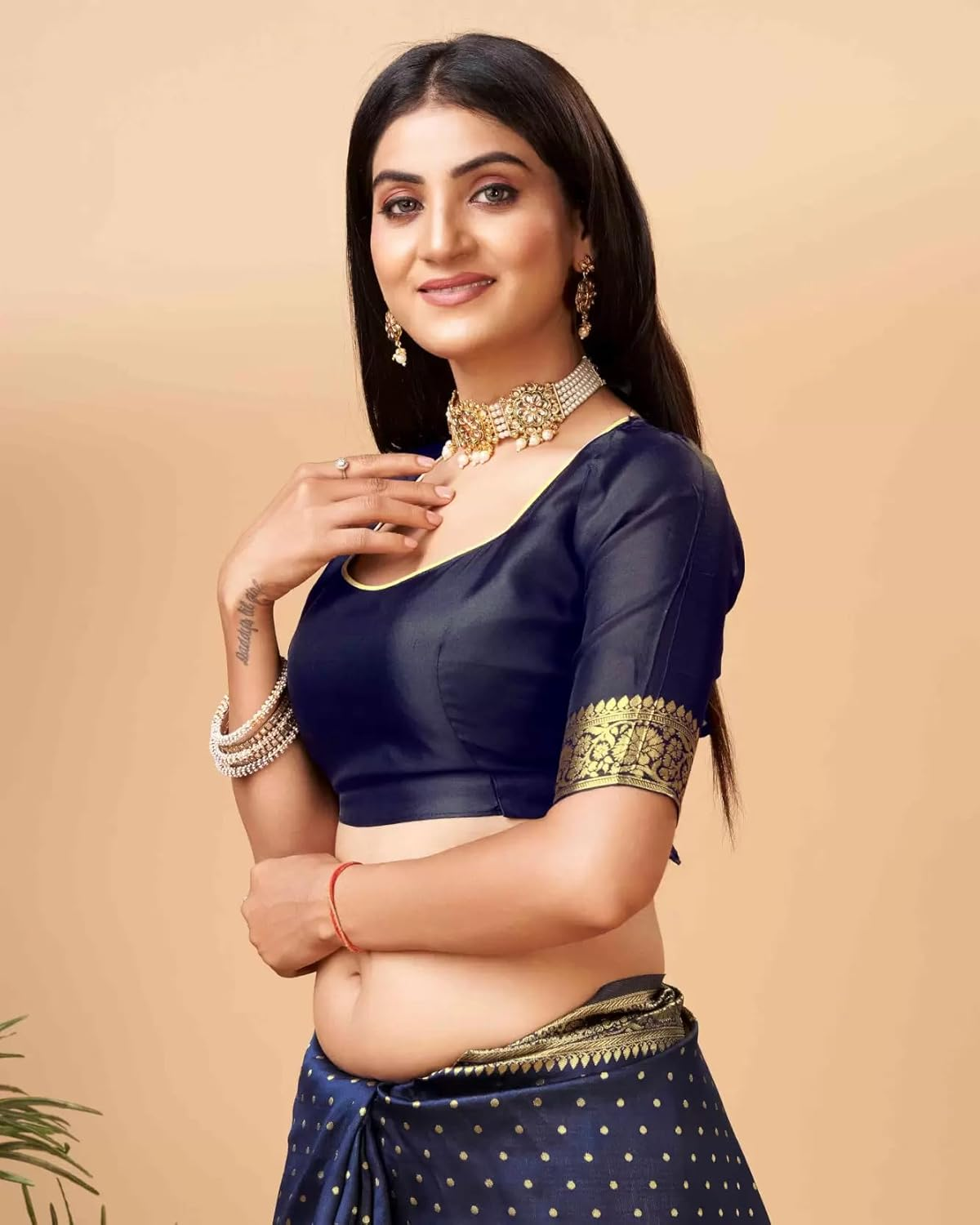 Sugathari Women'S Banarasi Saree Pure Kanjivaram Silk Saree Soft New Ladies 2023 Design Wear Pattu Sarees Latest Cotton Party Sari Collections with Blouse Piece for Wedding Sadi (SAM PARI-113) image number 4