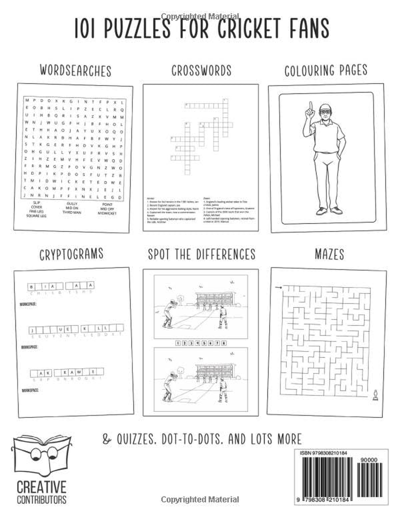 The Ultimate Cricket Activity Book for Kids: 101 Cricket Puzzles: Wordsearch, Crossword, Dot-To-Dot, Spot the Difference, Mazes & More