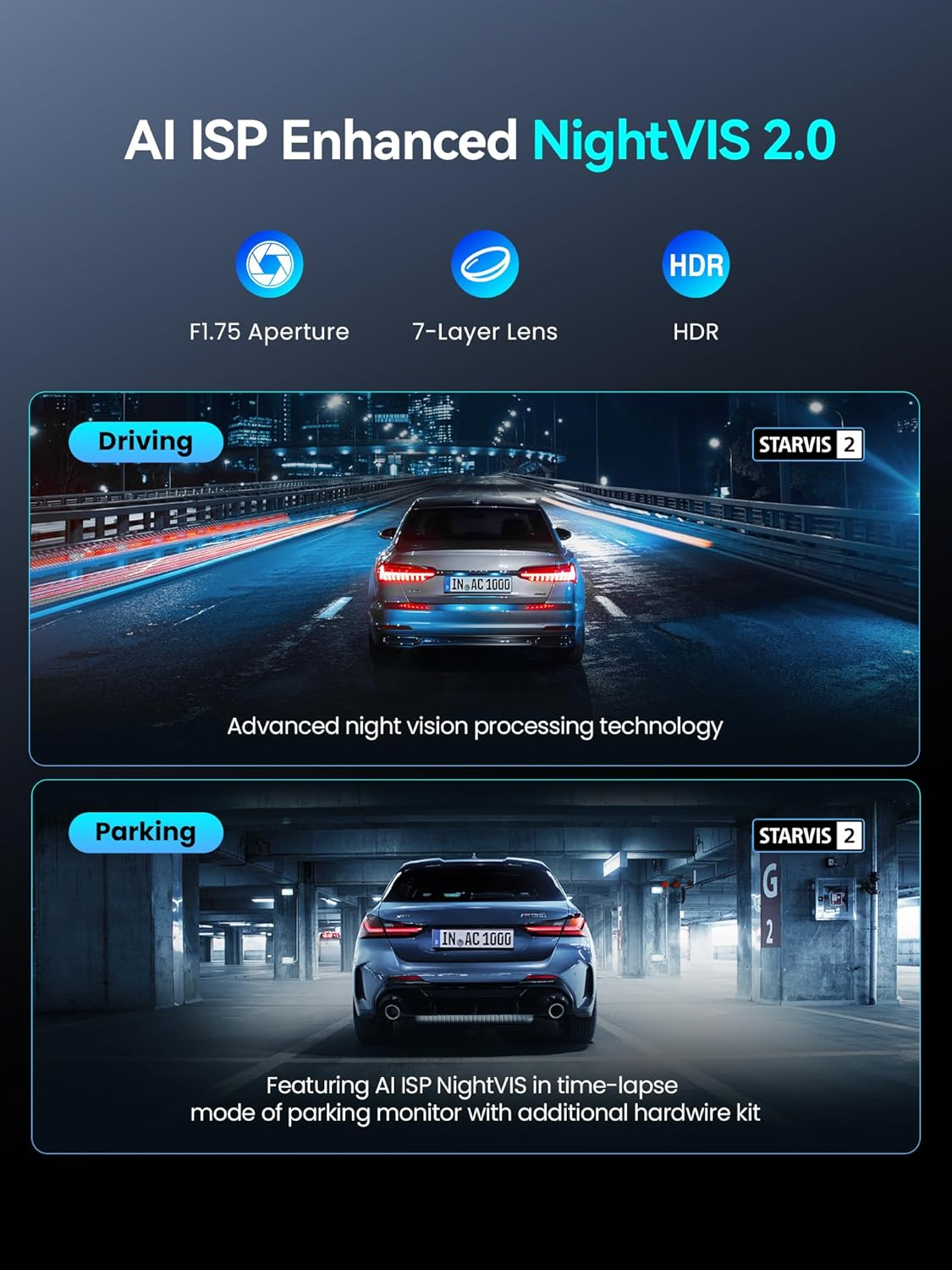 DDPAI 4K Dash Cam Front and Rear, 4K+1080P Dash Cam, Dual STARVIS 2 Sensors,5G Wifi GPS, Dashcam with Free 32GB Emmc,Night Vision,3" IPS,HDR,ADAS,24 Hours Parking Mode,Loop Recording G-Sensor, Z60 Pro image number 6