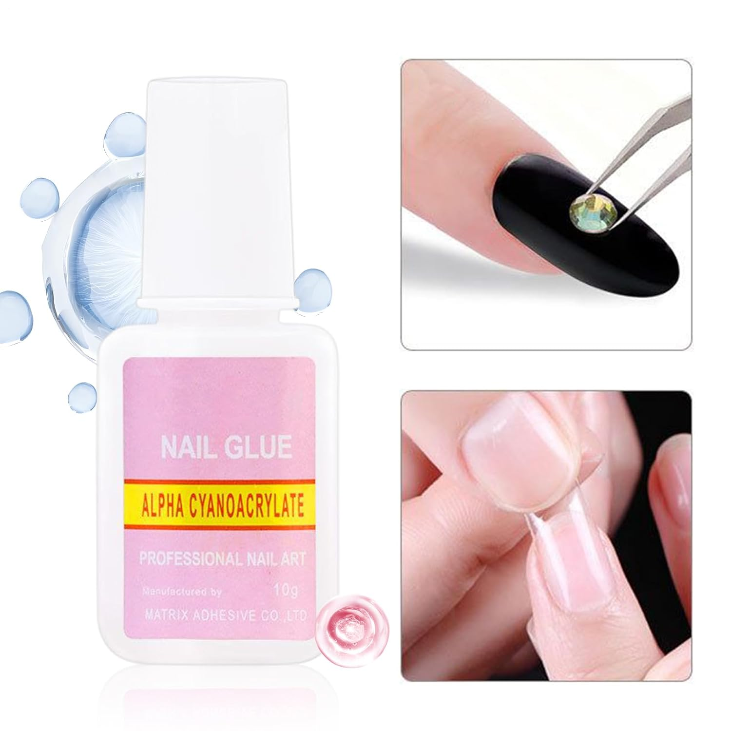 JIEBWCHA Nail Charm Glue,45G Strong Adhesive Accessories - Charm Nail Glue,For Home Travel Wedding Bridal Spa Grooming Party Summer Holiday Daily Crafts Sculpting Art Jewelry