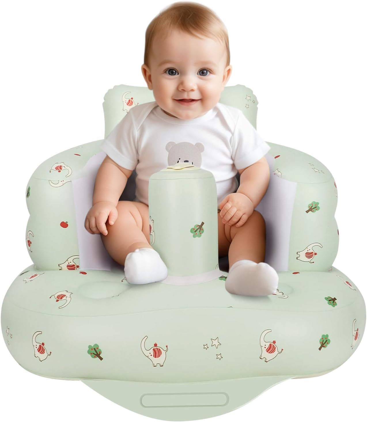 Inflatable Baby Chair for Babies 3 Months and Up, Baby Support Seat Summer Toddler Chair for Sitting Up, Baby Floor Seat with Built in Air Pump (Orange)