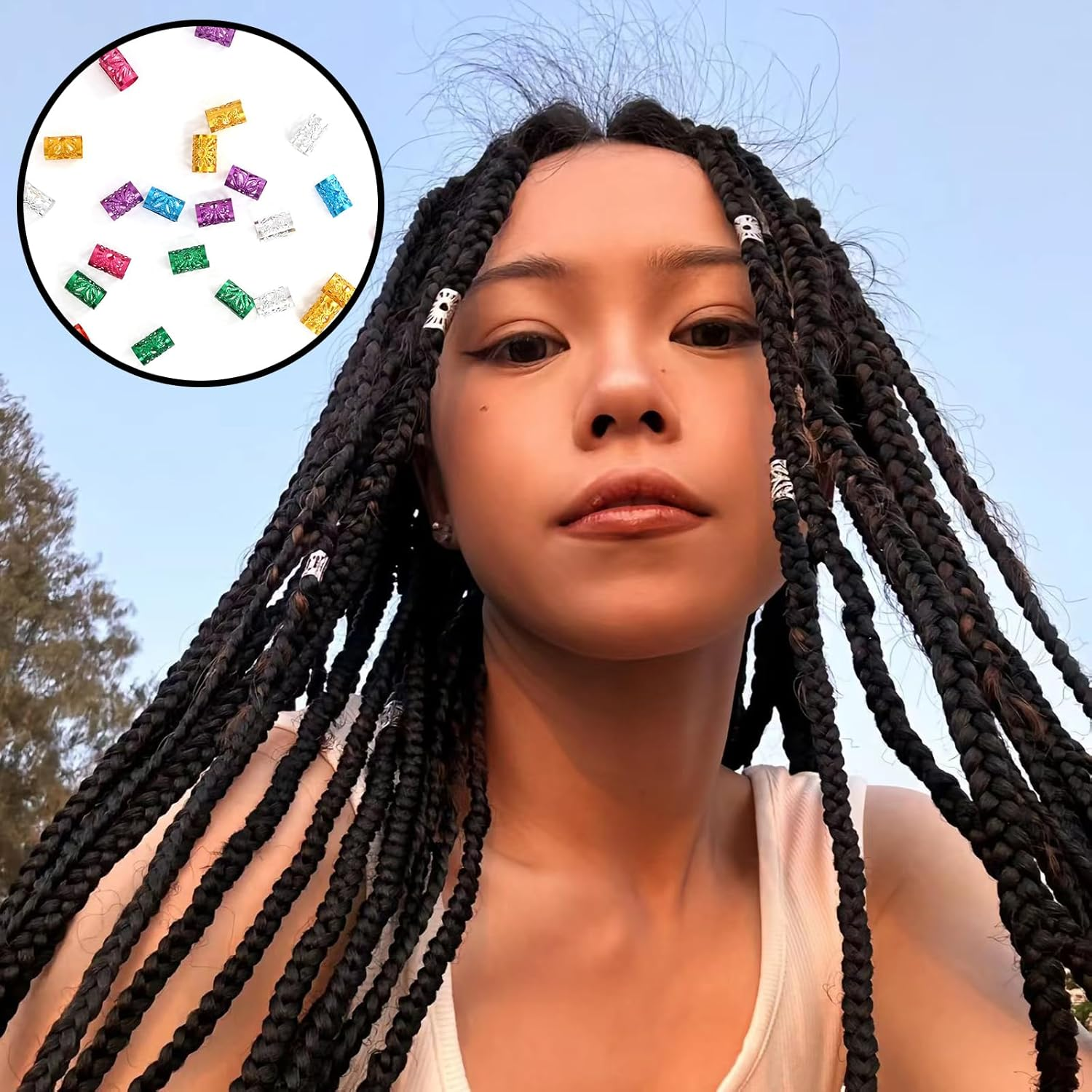 SWYSGS Pack of 50 Aluminium Dread Lock Adjustable Metal Cuffs Dreadlocks Beads Braiding Hair Jewellery, Colour image number 6