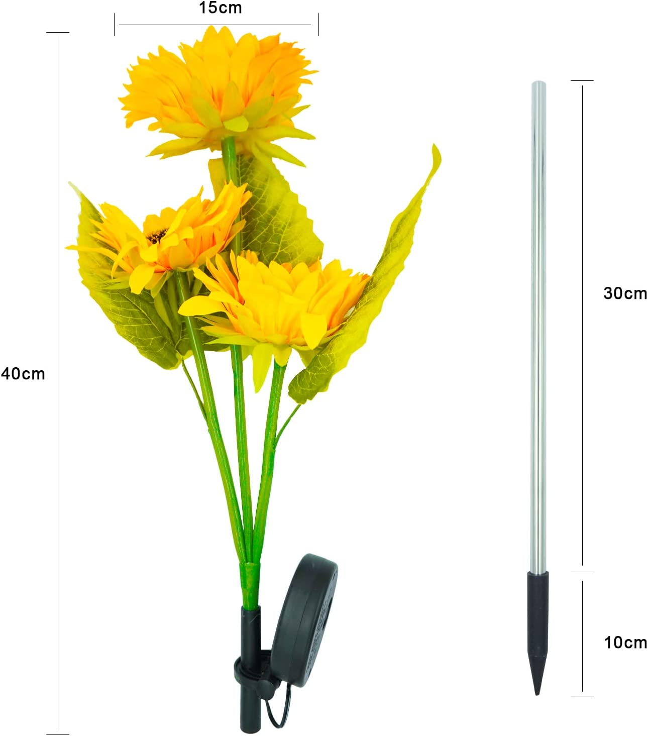 Solar Lights Outdoor Garden Decor - 2 Pack Solar Garden Lights with 6 Sunflower Lights, Waterproof Solar Outdoor Lights Auto On/Off Solar Decorative Lights for Garden,Patio,Backyard,Lawn Yard Pathway image number 2