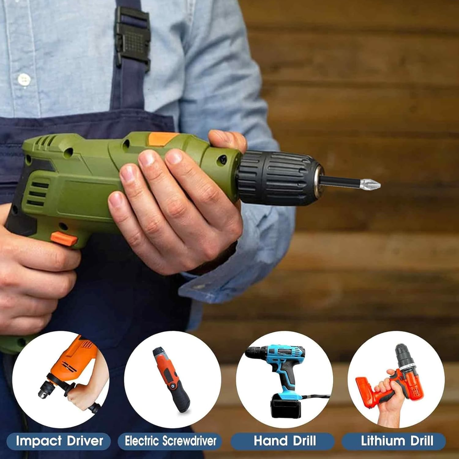 Nlvnmv 6 Pcs Magnetic Phillips Screwdriver Bit Set, 1/4 in (6.35 MM) Hex Shank, Anti-Slip Alloy Steel Cross Driver Bits for Power Screwdrivers & Impact Drills