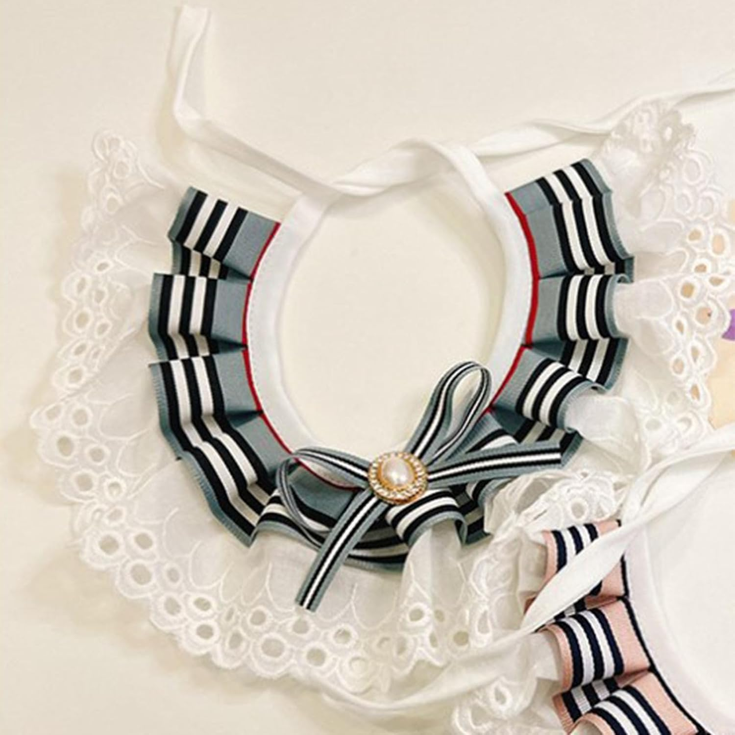 Cat Collar Bib, Lace Cat Bandana Bowknot Lace Dogs Scarf Bibs Dog Cat Collar Bow Tie, Adjustable Pet Decor Costume Accessories Girl Bandanas Costume Decor Accessories for Puppy Cats(S) - L image number 2