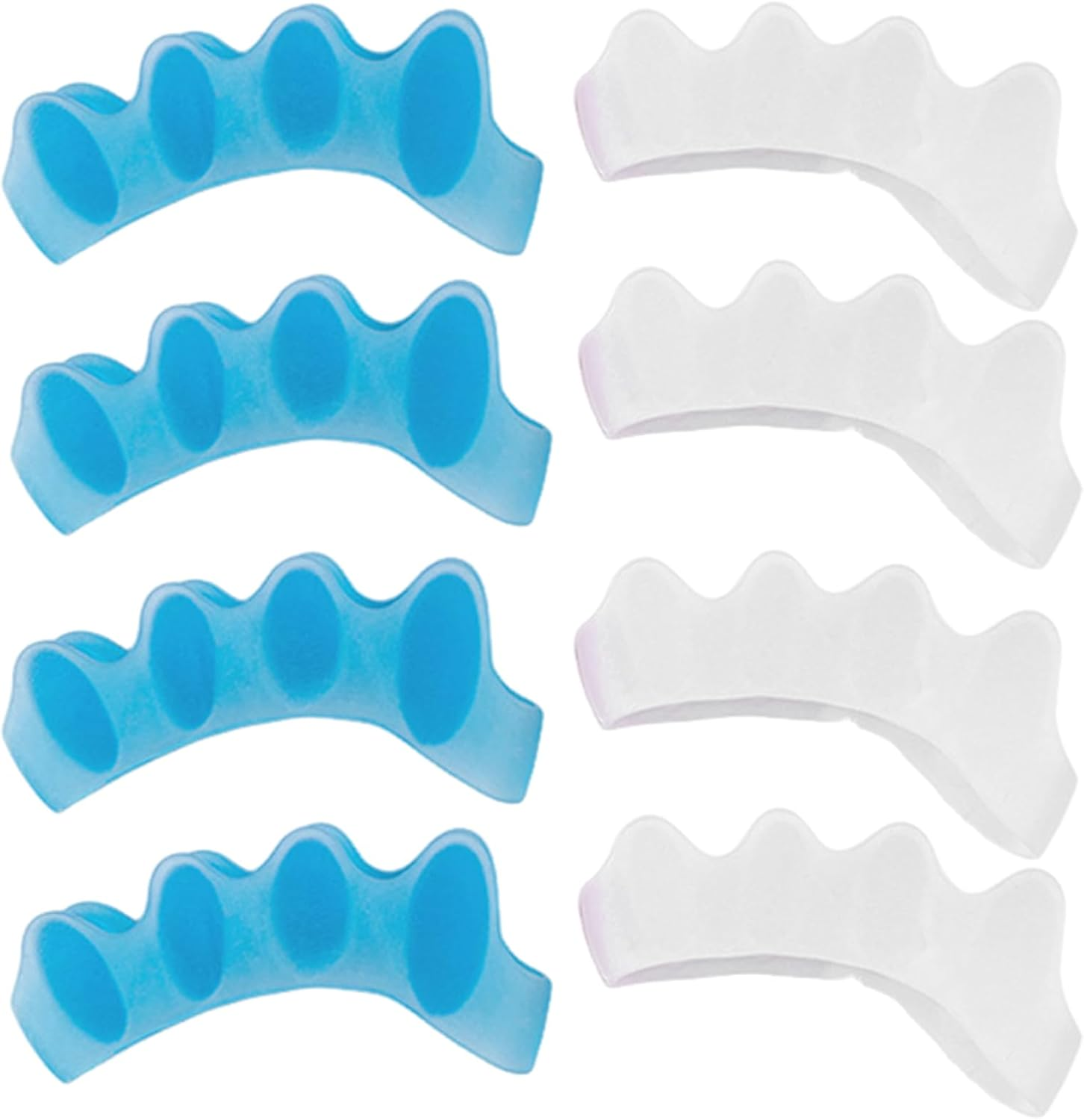 4 Pairs Soft Gel Toe Spacers for Bunion Correction Toe Separators Therapeutic Relief for Plantar Fasciitis Hammer Toes Claw Toes Foot Pain for Women Men Blue White image number 3