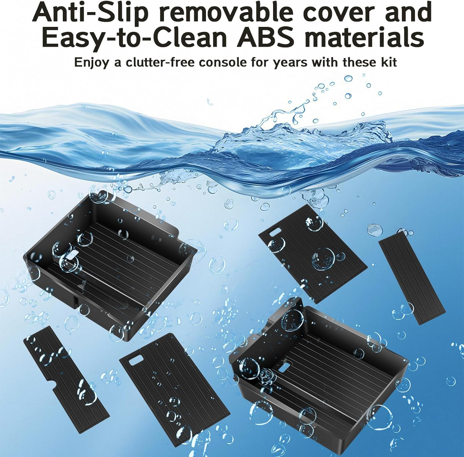 (6 PCS) Center Console Organizer Tray for 2026 2025 Tesla Model Y Juniper & 2026 to 2024 Tesla Model 3 Highland Accessories, Front Rear Storage Box with Silicone Cup Holder Insert Wireless Charger Mat image number 6