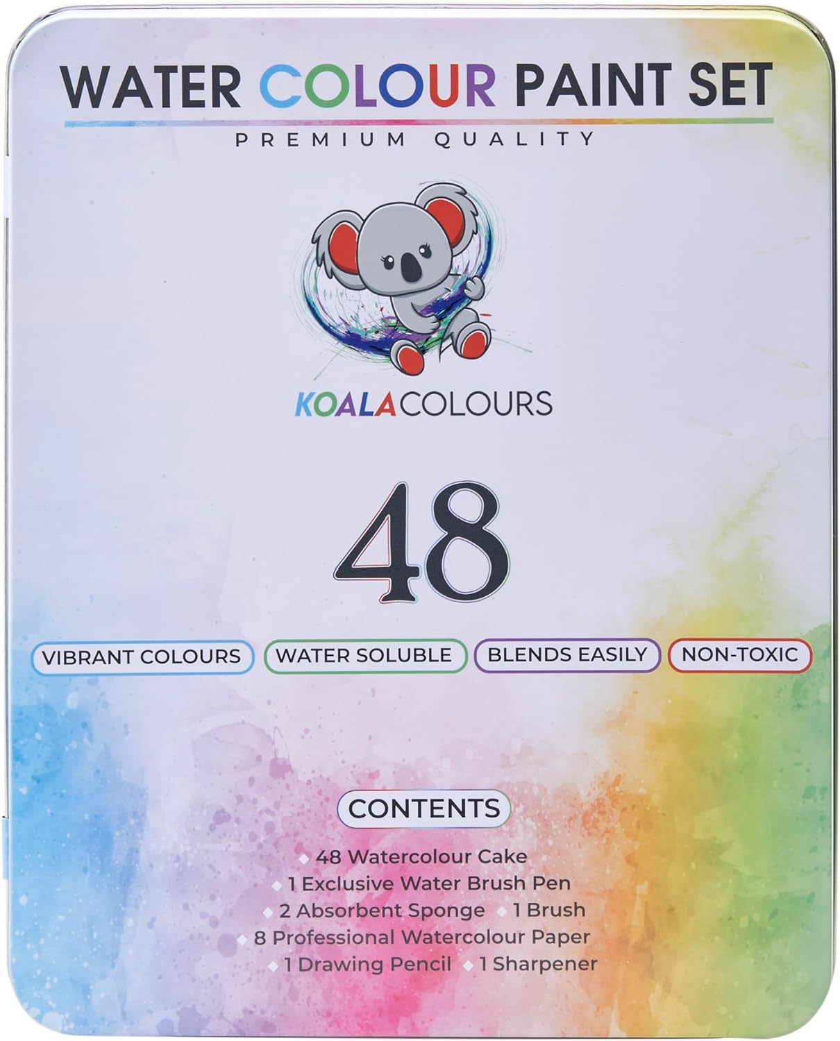 Professional 48 Water Colour Paint Set - Non-Toxic Paints & Vibrant Pigments Watercolour Set with Water Brush Pen and Metal Box Art Kit - Perfect for Kids, Adults, Beginners and Artists image number 6