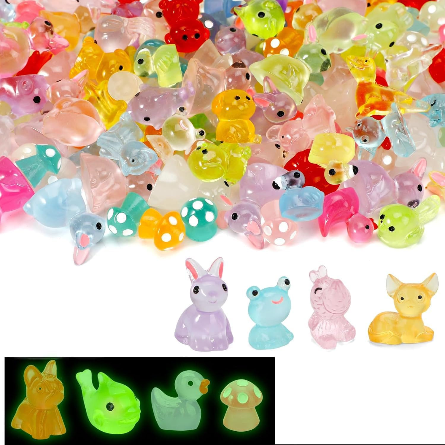 Limcryspp 60 Mini Resin Animal Sets, Cute Garden Decorations with Mini Animal Statues, Slime Charm Crafts, DIY Miniature Scenes, Birthday Party Gifts (Style and Color Random) image number 6