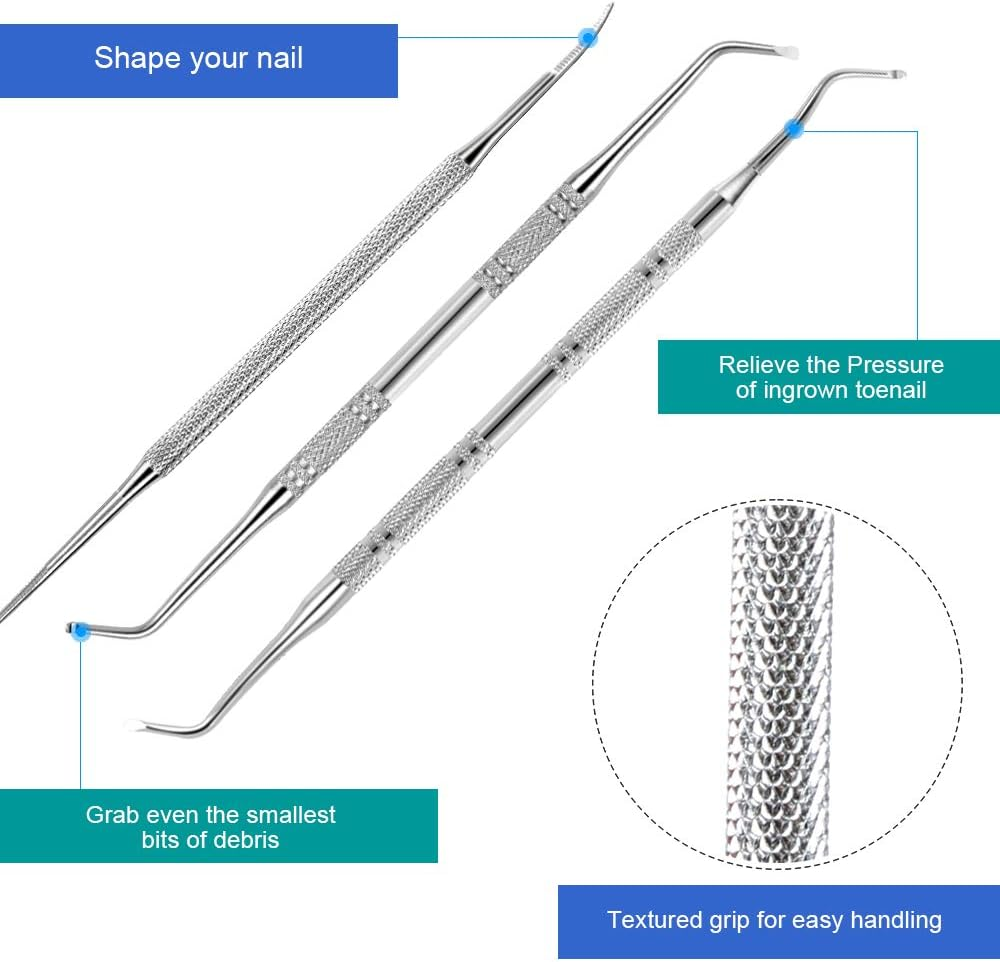 3Pcs Ingrown Toenail File and Lifters, [ Upgraded ] Teenitor Professional Surgical Safe Nail Treatment Pedicure Tool Kit under Nail Cleaner Tools Pain Relief image number 3