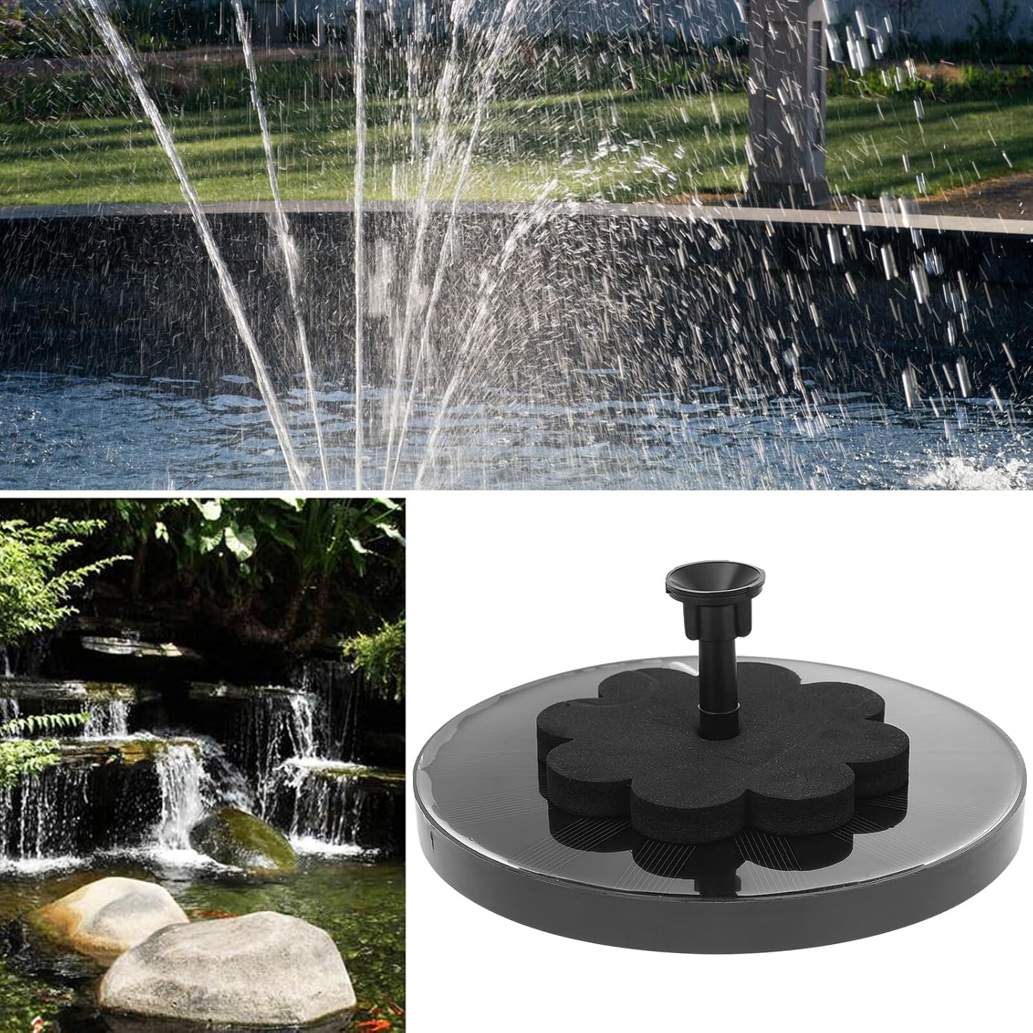 LALAFINA Solar Miniature Floating Fountain Outdoor Water Pump Solar Powered Sprinkler for Garden Patio Bird Bath Easy Install Black Design Promotes Water Circulation and Oxygenation image number 5