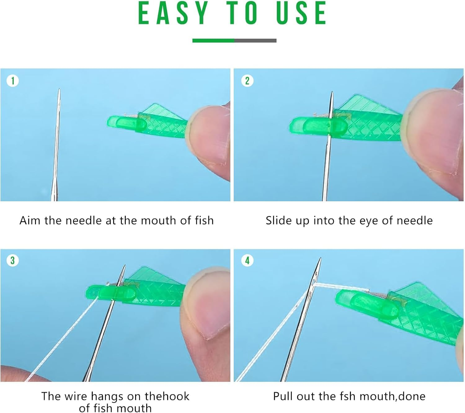 Fish Mouth Sewing Machine Needle Threader, 20Pcs Quick Sewing Machine Loop Fish Type Needle Threaders,Quick Sewing Machine Loop Needle Threaders Fish Type,Fish Type Needle Threader for Sewing, Large