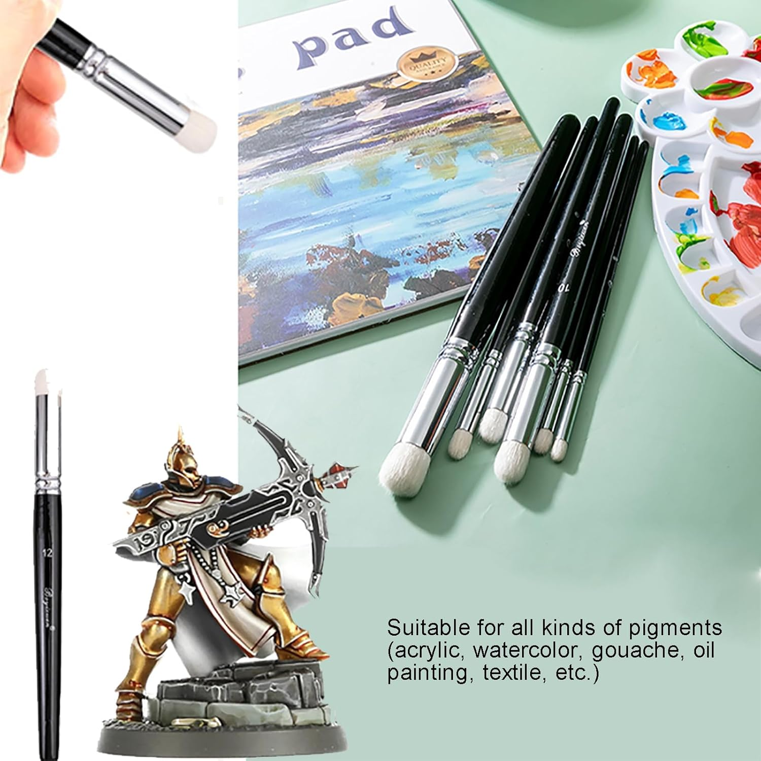 6Pcs Miniature Paint Brushes Drybrush Micro Detail Paint Brush Set, Small Fine Detail Brushes for Acrylic, Watercolors & Paint by Number, Figurine image number 5