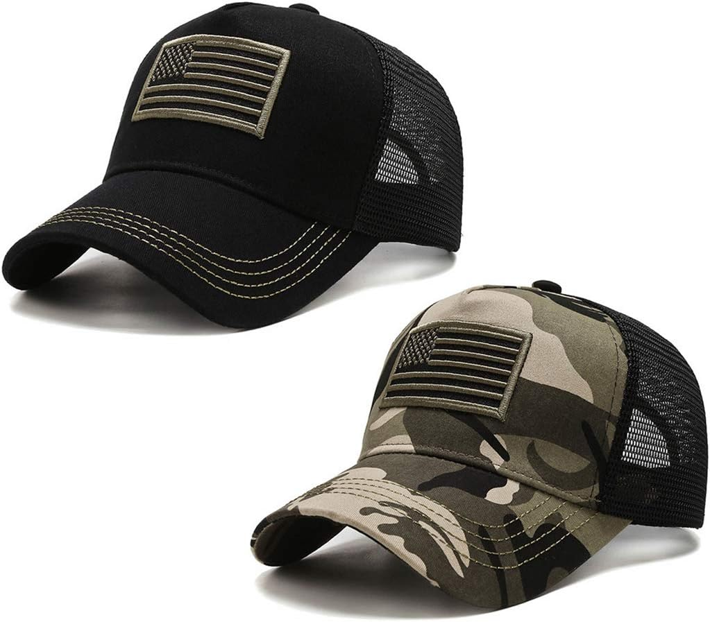 Idopy USA American Flag Army Military Style Mesh Baseball Cap Hat