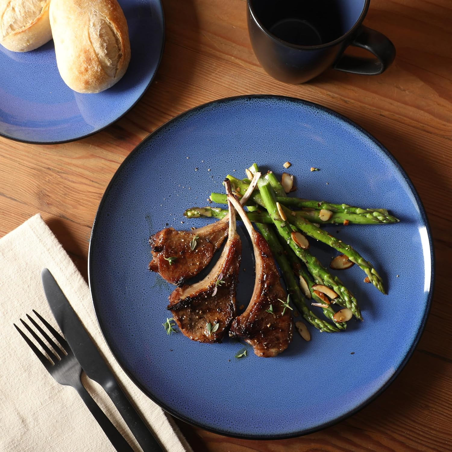 Gibson Home 109536.16R Reactive Stoneware Soho round Dinnerware Set, Blue, 16 Piece - Red image number 3