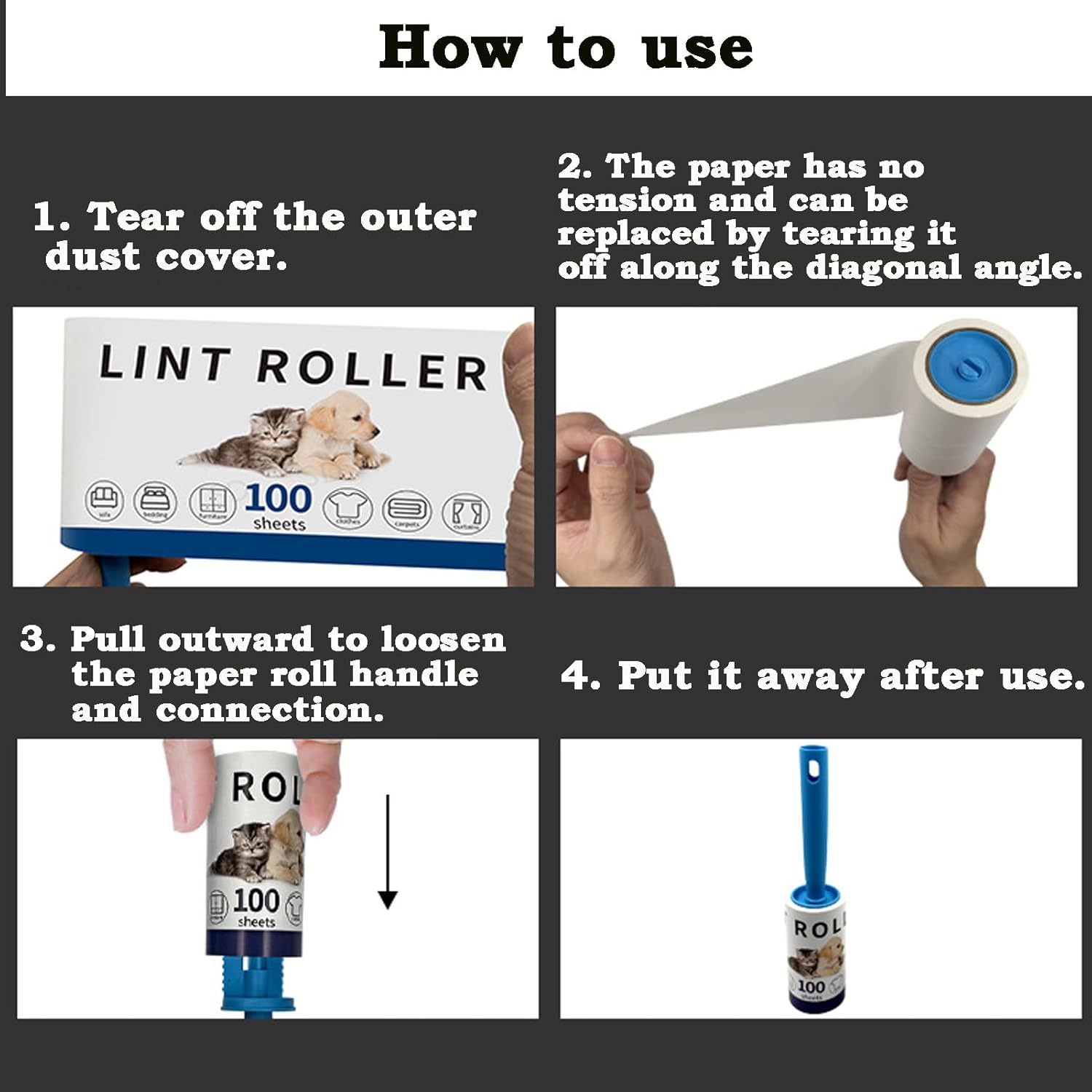 1000 Sheets Lint Rollers for Pet Hair Extra Sticky, Mega Value Set Lint Rollers for Pet Hair Removal, Dog and Cat Lint Remover for Clothes, Furniture, Carpet image number 1