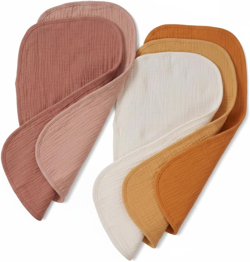 5-Pack Organic Cotton Muslin Burp Cloths - Makeshift Baby Bibs - Milk Spit up Rags - Reusable Wipes - Newborn Essentials - 48Cm X 25Cm (Earth and Sky)