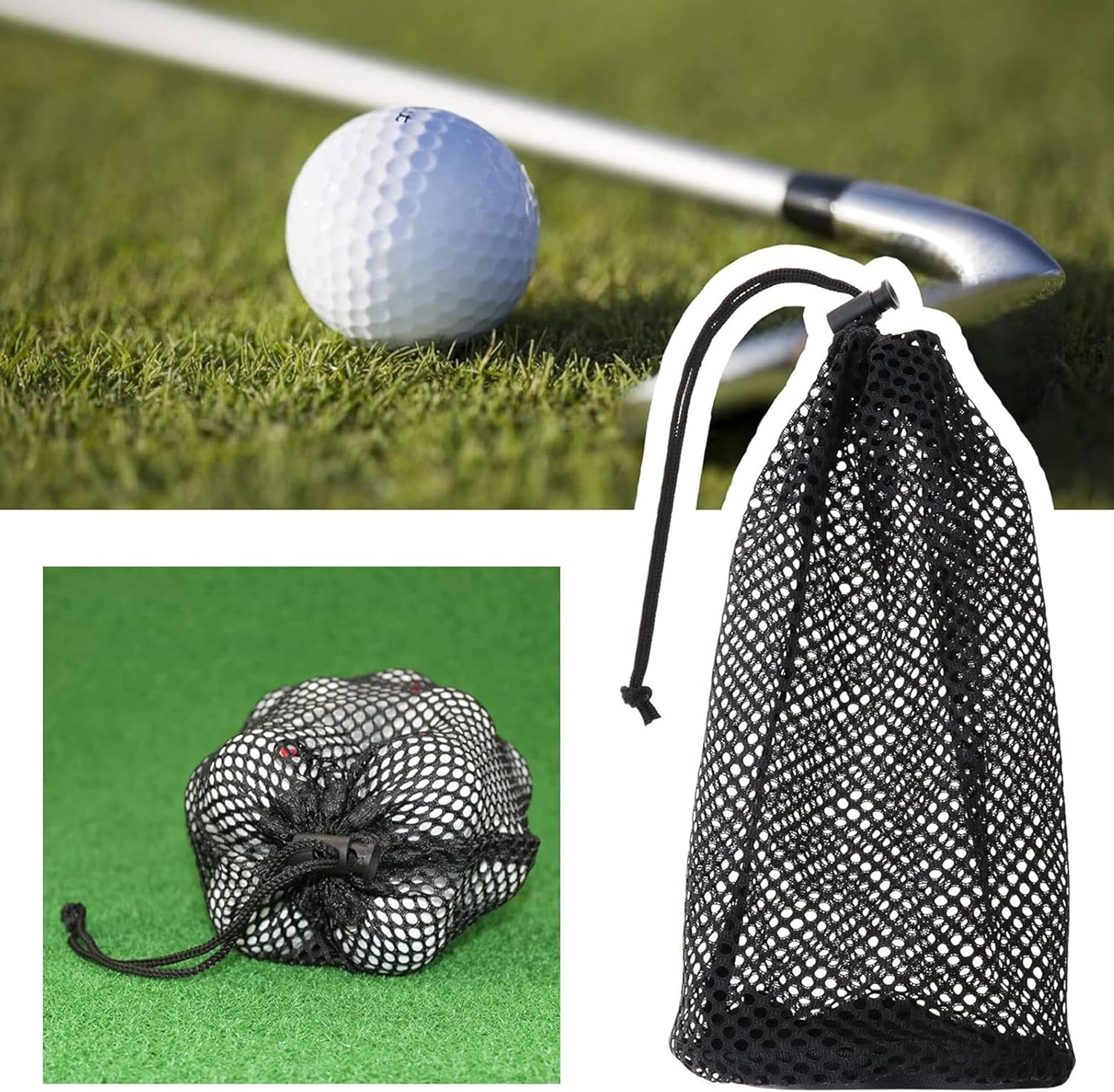 Durable Nylon Mesh Golf Ball Storage Bag， Holds 48-56 Balls, Perfect for Practice and Training