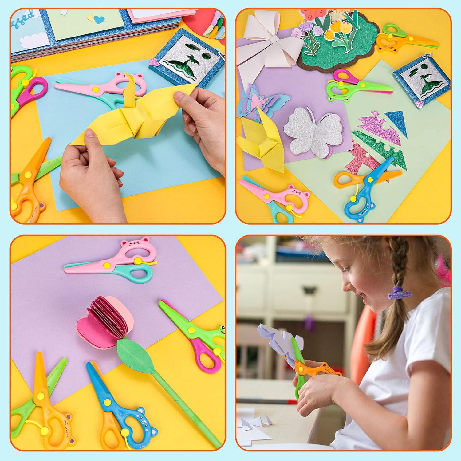 LOVESTOWN Kids Scissors 4 PCS Set - Pre-School Training Tool, Age 3+, Safe Rounded Tip Design, Must-Have for Toddler Arts and Crafts image number 1