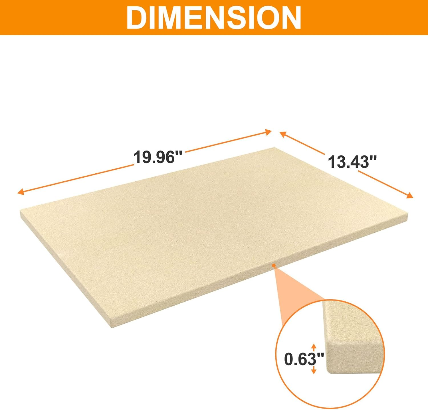 Extra Large Pizza Stone for Oven Baking, BBQ Grilling, 20" X 13.5" Rectangular Baking Stone Oven Bread Pan for Baking Bread, Universal High Temperature Cordierite BBQ Cooking Stone for Pellet Grill