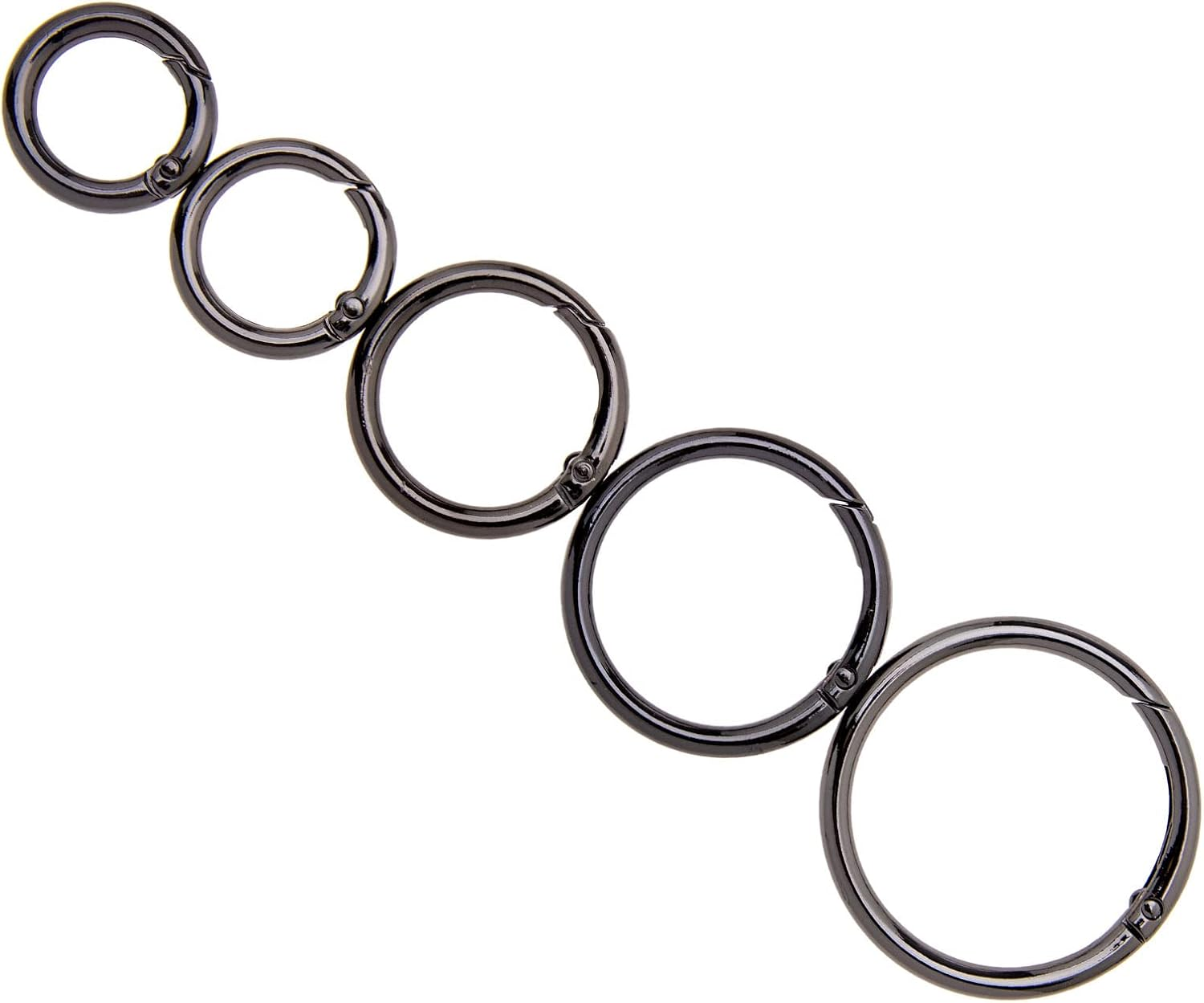 Emsea 15Pcs Spring O Ring Alloy round Carabiner Snap Clip Hook Trigger Spring Keyring Buckle 5 Styles for Bags Purses Keychain Backpack Handbag Black image number 4