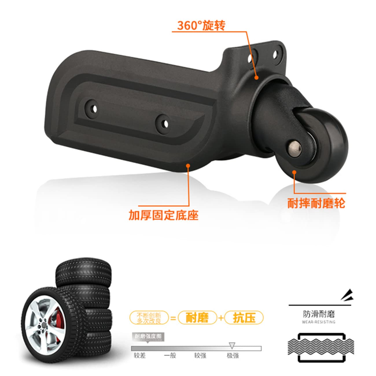 Suitcase Wheels,Suitcase Wheels Replacement Universal Wheel Replacement Luggage Wheels for Suitcases Travel Case Repair DIY (DL-W005) (A Pair Back Wheel) (Color : a Pair Front+Back Wheel) image number 4