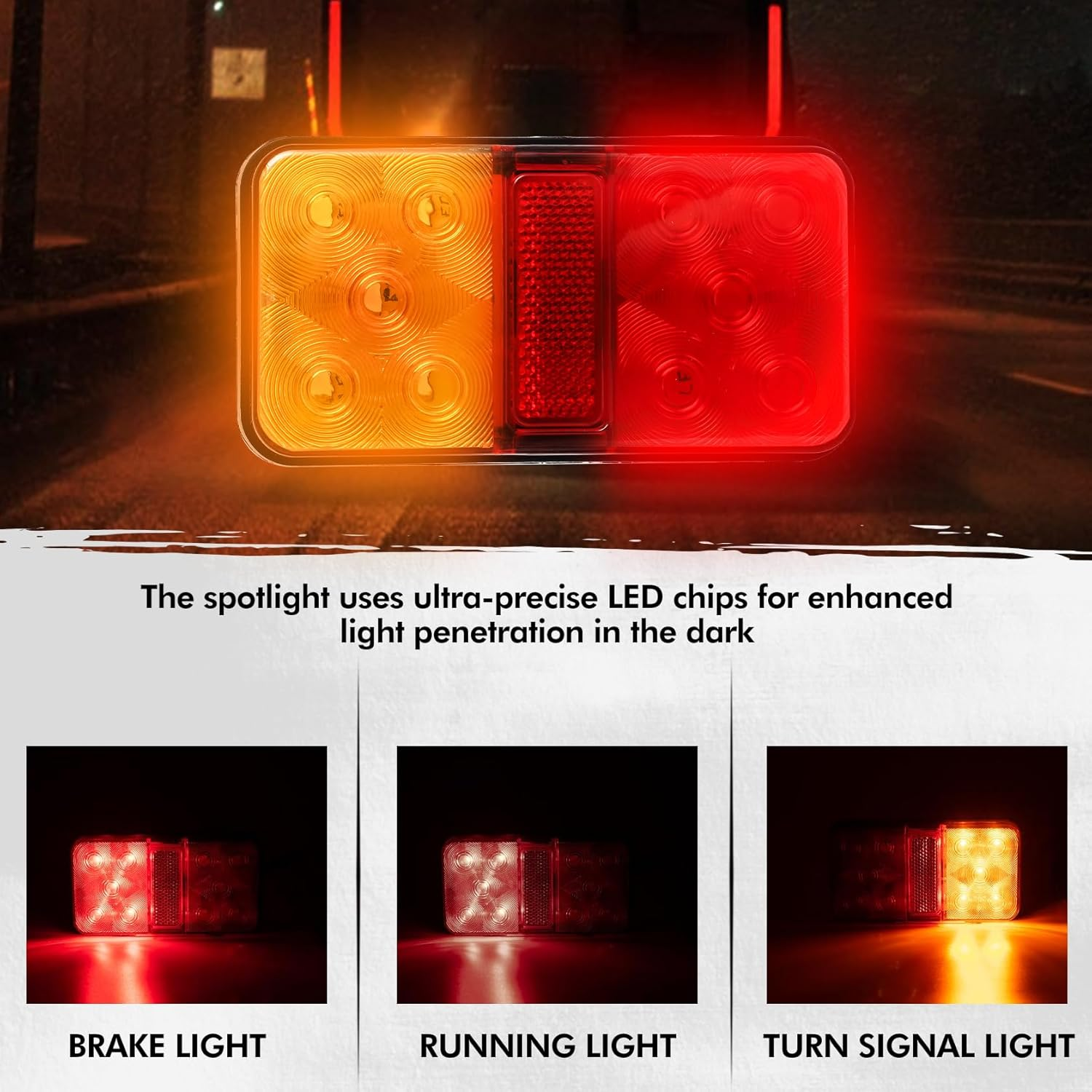 4 Pack 10-LED Trailer Tail Light Kit, 8M 5 Core Cable, 7 Pin Flat Plug for 10-30V UTE Caravan Trailer image number 1