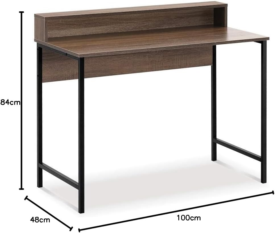 Artiss Computer Desk Office Laptop Desks 100Cm Engineered Wood Desktop Steel Frame Shelf Study Student Table, Home Furniture for Room, with Shelves Scrtch Resistant Easy Assembly image number 1