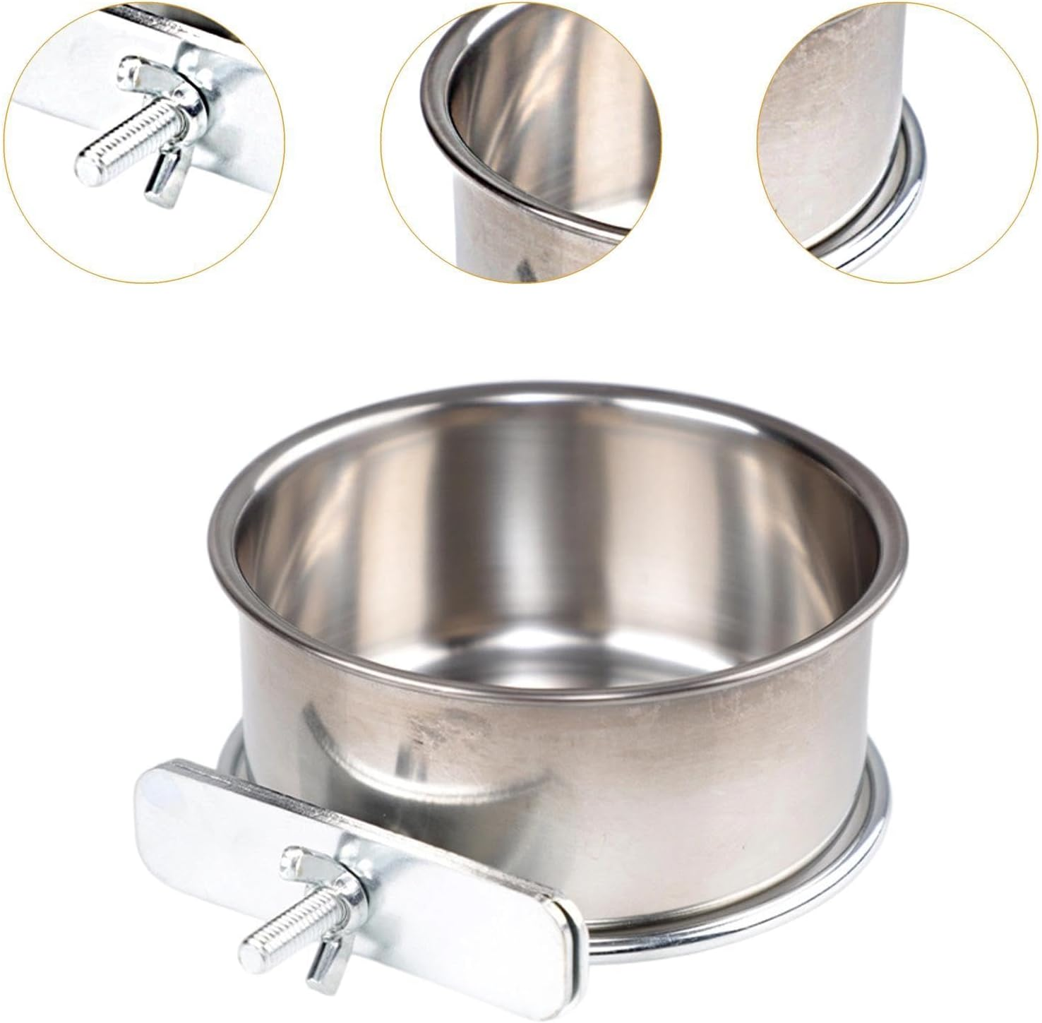 Jinhxofs Feeding Bowl for Birds Stainless Steel with Fastening Safe and Stable Easy to Clean for Budgies Parrots and Small Birds, Diameter 10Cm image number 4