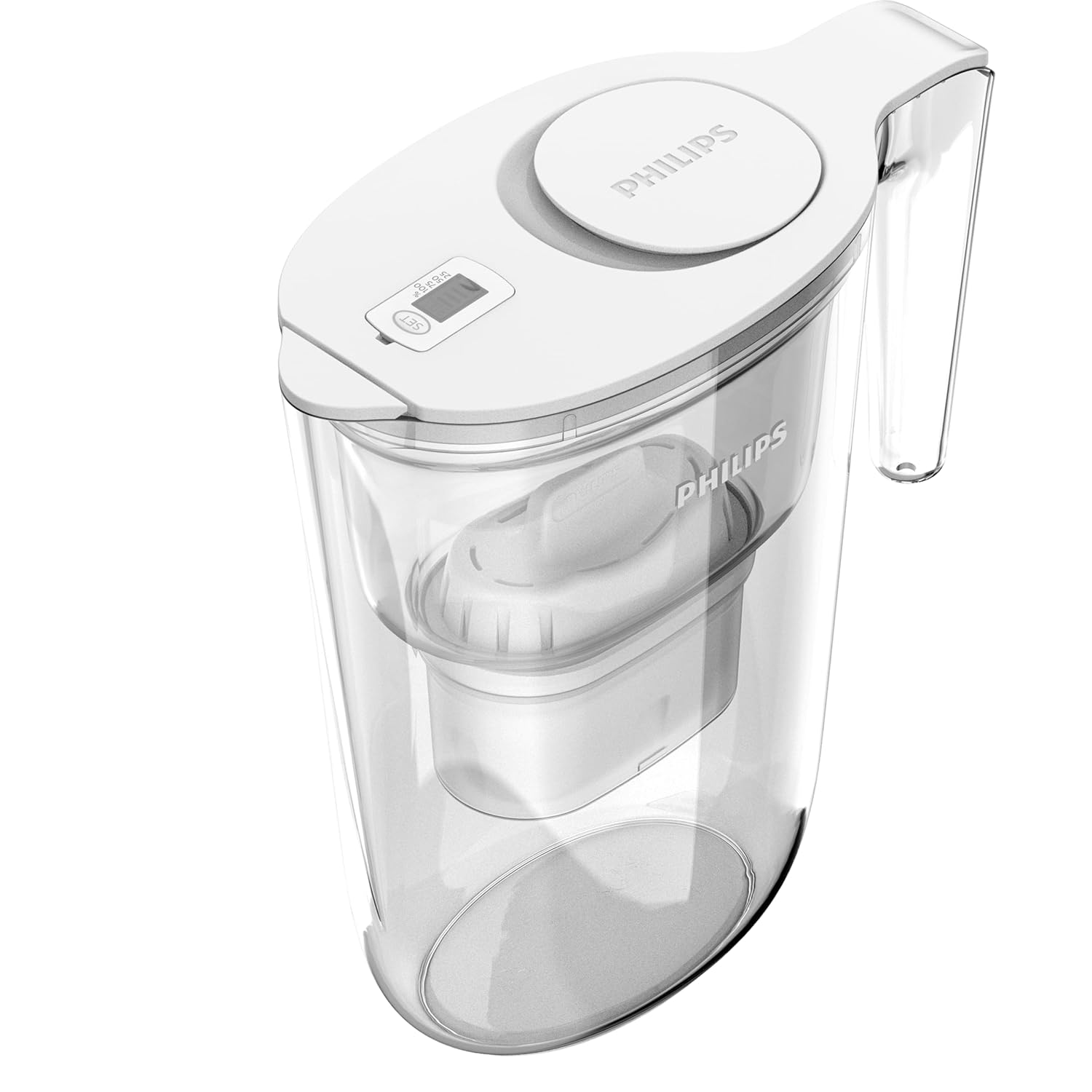 Philips Water Filter Jug 2.6L, White Flip-Top Lid, Timer, 1X Filter AWP210 150L image number 3