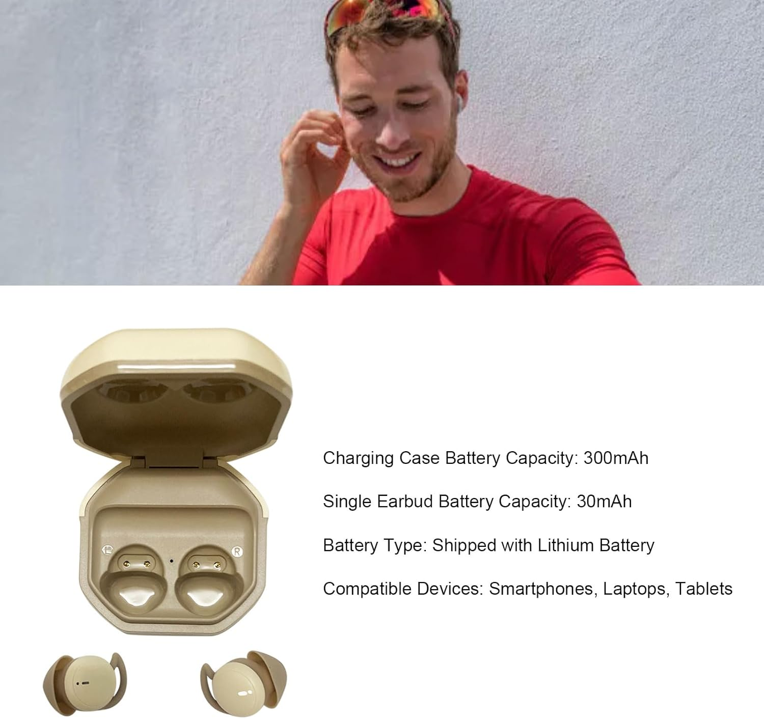 Small Wireless Sleep Earbuds, Invisible Sleep Headphones with Charging Case, 5.3 Mini Sleeping Earbuds for Side Sleepers (Milky Tea Color) image number 4