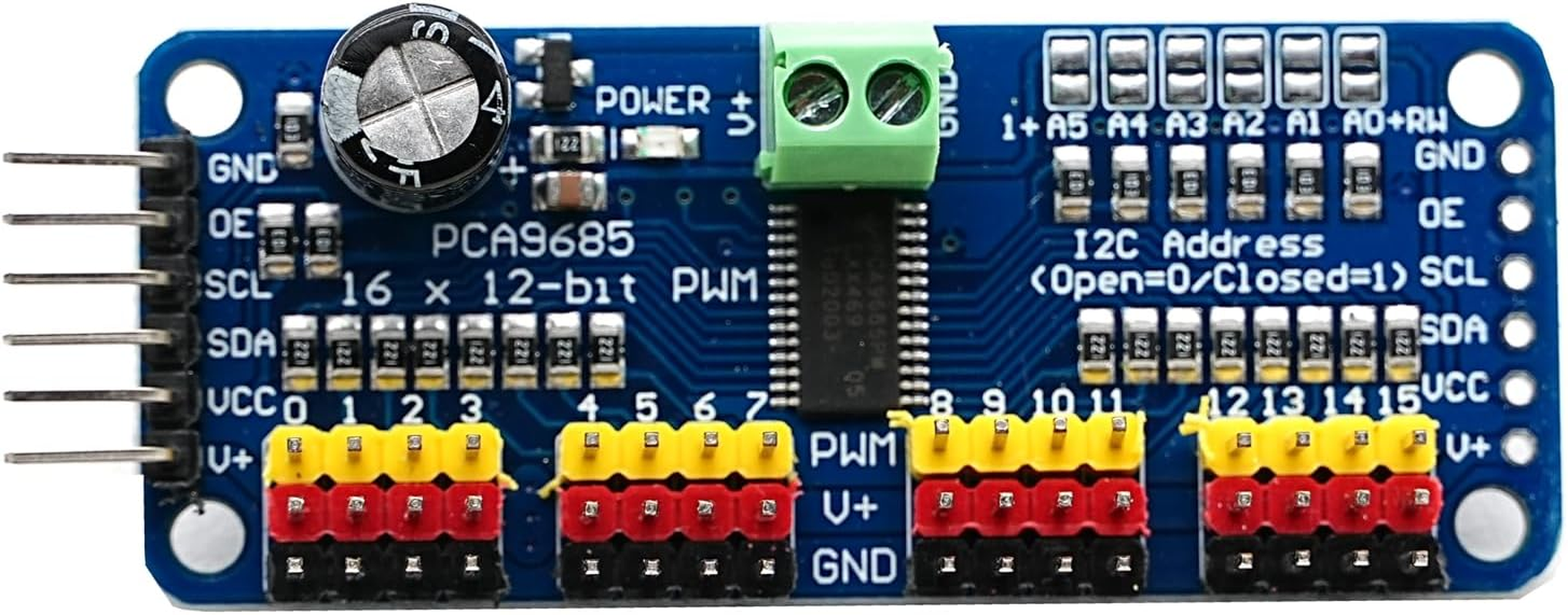 DIGISHUO 2Pcs PCA9685 16 Channel 12 Bit PWM Servo Motor Driver I2C IIC Module for MG90S SG90 MG995 Compatible with Arduino Raspberry Pi image number 5