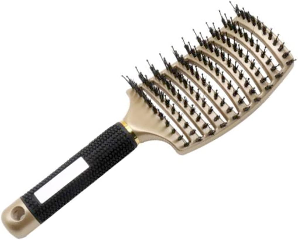 UTSAUTO Boar Bristle Hair Brush, Professional Curved Vented Curly Hair Detangling Brush for Women, Men, Paddle Detangling Brush for Wet Dry Curly Thick Straight Hair, (Gold) image number 5