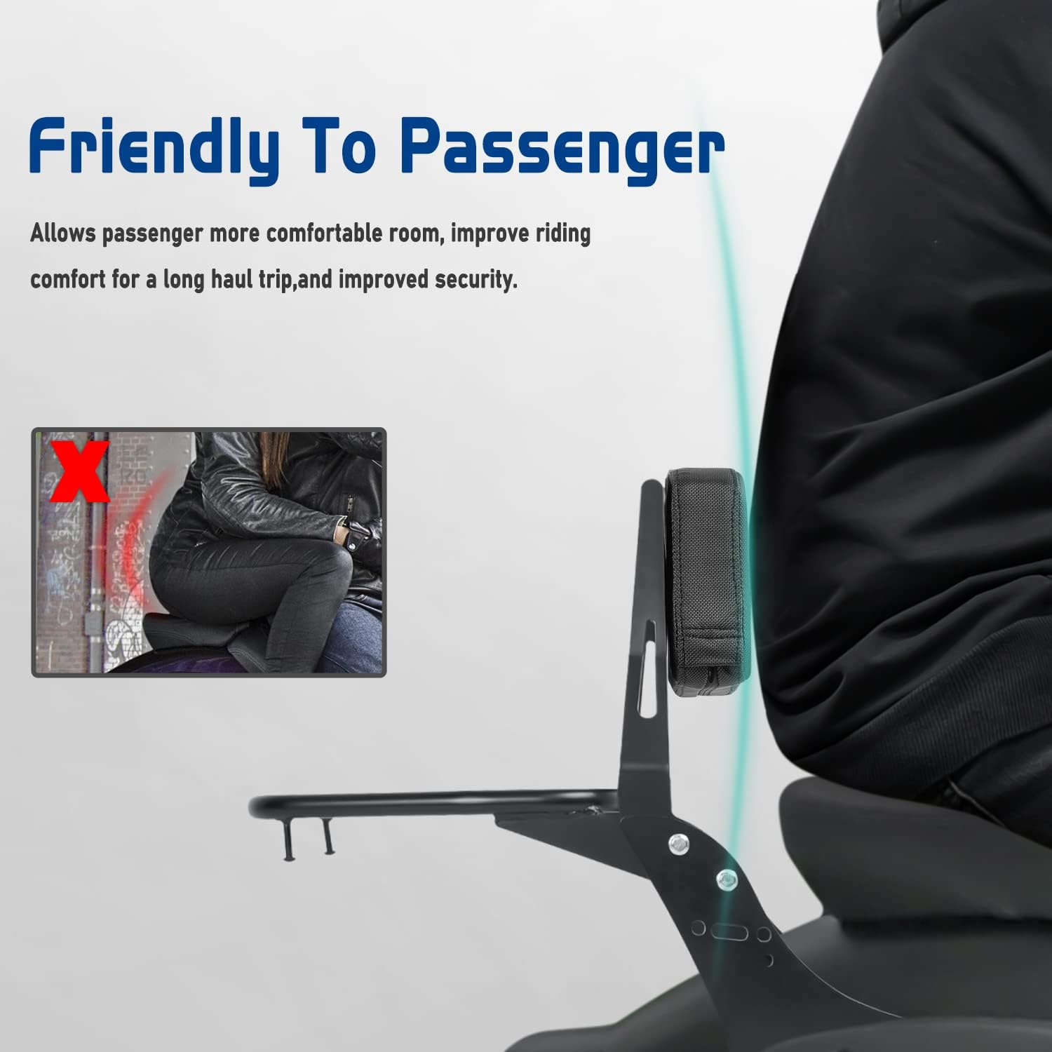 Lorababer Motorcycle Detachable Backrest Luggage Rack Black Sissy Bar Rear Passenger Backrest Cushion Pad for K-Awasaki Vulcan S 650 VN650 EN650 2015 2016 2017 2018 2019 2020 2021 2022 image number 3