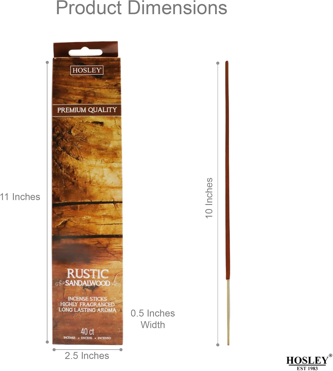 Hosley 240 Pack of Rustic Sandalwood Fragrance Incense Stick Infused with Essential Oils Wedding, Events, Aromatherapy, Spa, Reiki, Meditation, Bathroom Settings