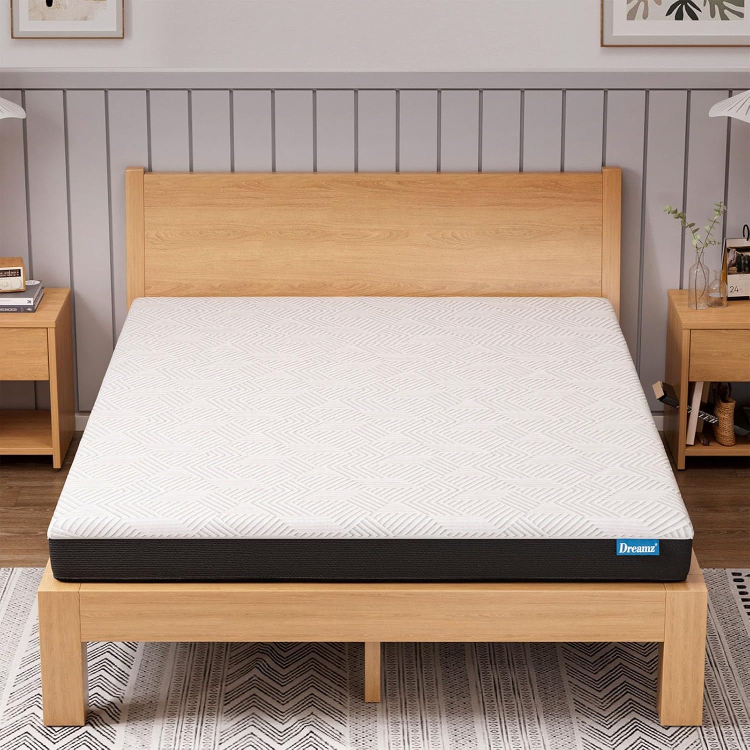 Dreamz Single Mattress, Hybrid Mattress with Blue Gel Memory Foam, High Density Foam Layer, Medium Firm, Premium Comfort, Breathable Top, Antibacterial & Removable Cover 20CM Thickness image number 5