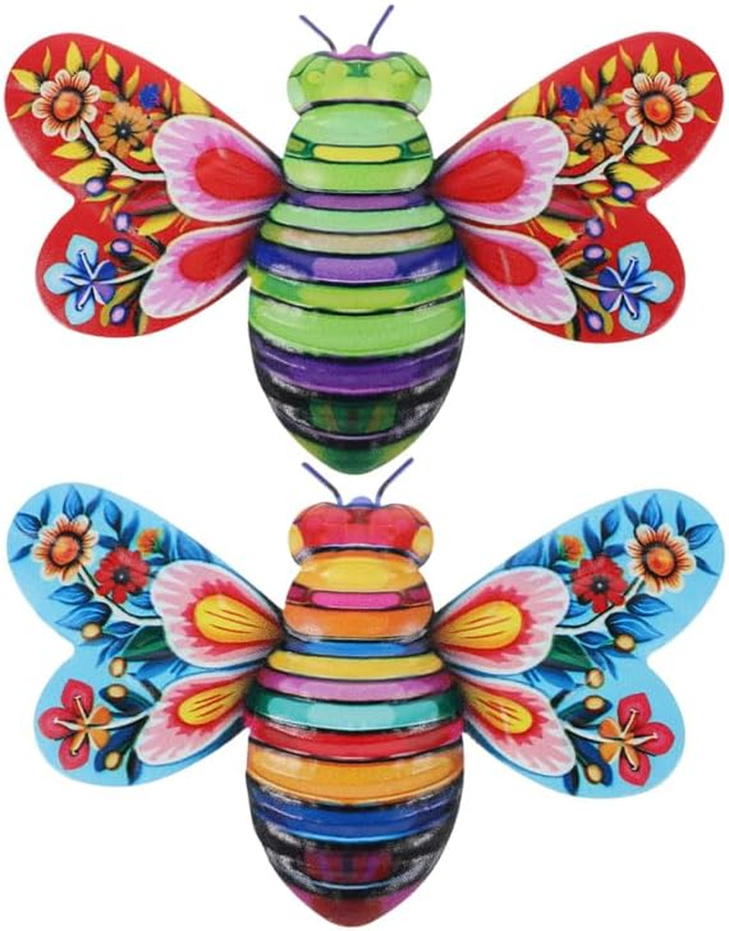 HOLIDYOYO 2Pcs 3D Iron Metal Bee Pendant Wall Art for Home Decor Vibrant Bee Wall Decoration and Statue for Indoor and Outdoor Spaces Unique image number 6