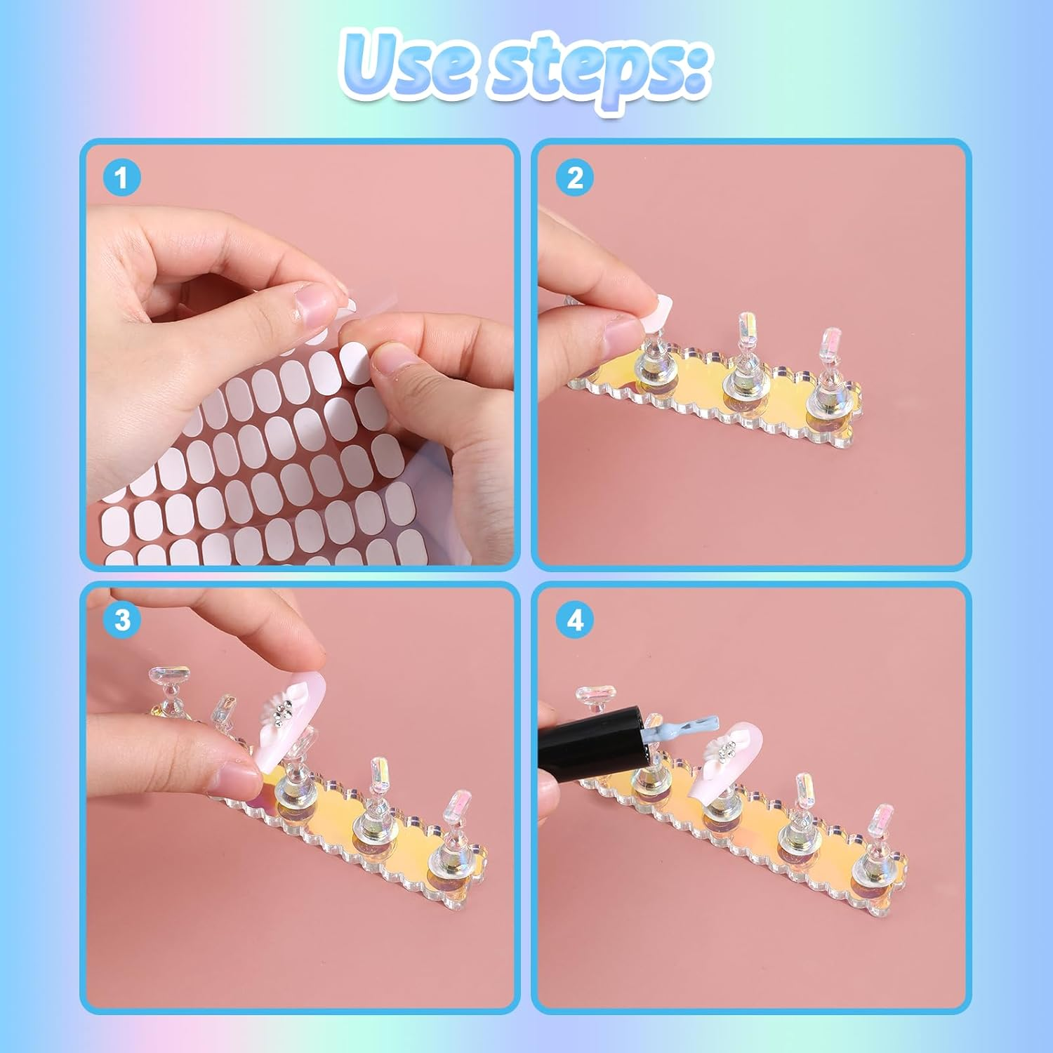 2 Set Nail Holder for Painting Nails, Press on Nail Stand with Double-Sided Nail Glue, Magnetic Fake Nail Holder for Home Diy Beginner Salon Supplies image number 5