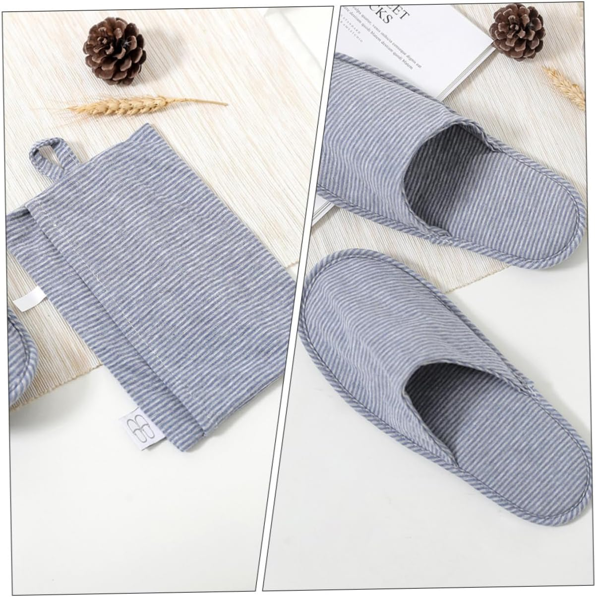 FOYTOKI Travel Slippers Folding Portable Cotton Soft Sole Lightweight Unisex Thin Design Foldable Hotel Slippers for Plane Trips and Indoor Use image number 2