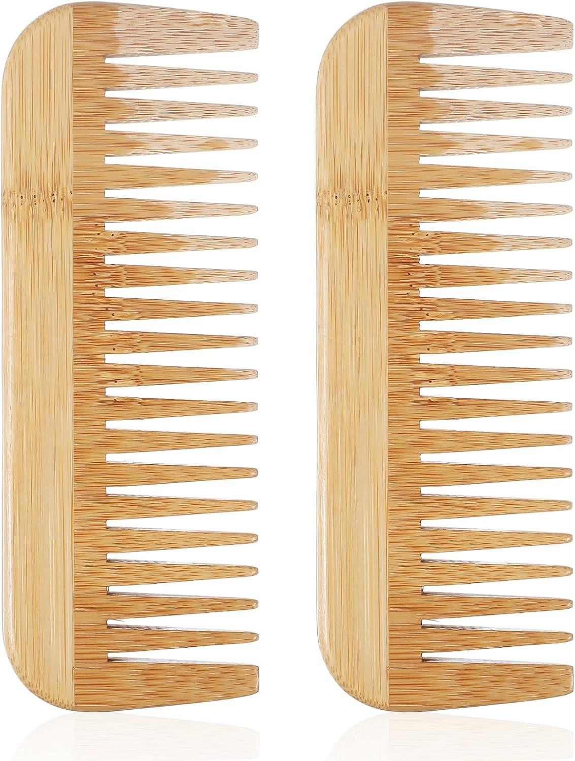 Pack of 2 Wide Serrated Wooden Combs, Antistatic Bamboo Comb, Wooden Comb for Curly, Women Handmade Wooden Combs, Natural Bamboo Comb Suitable for Women image number 3
