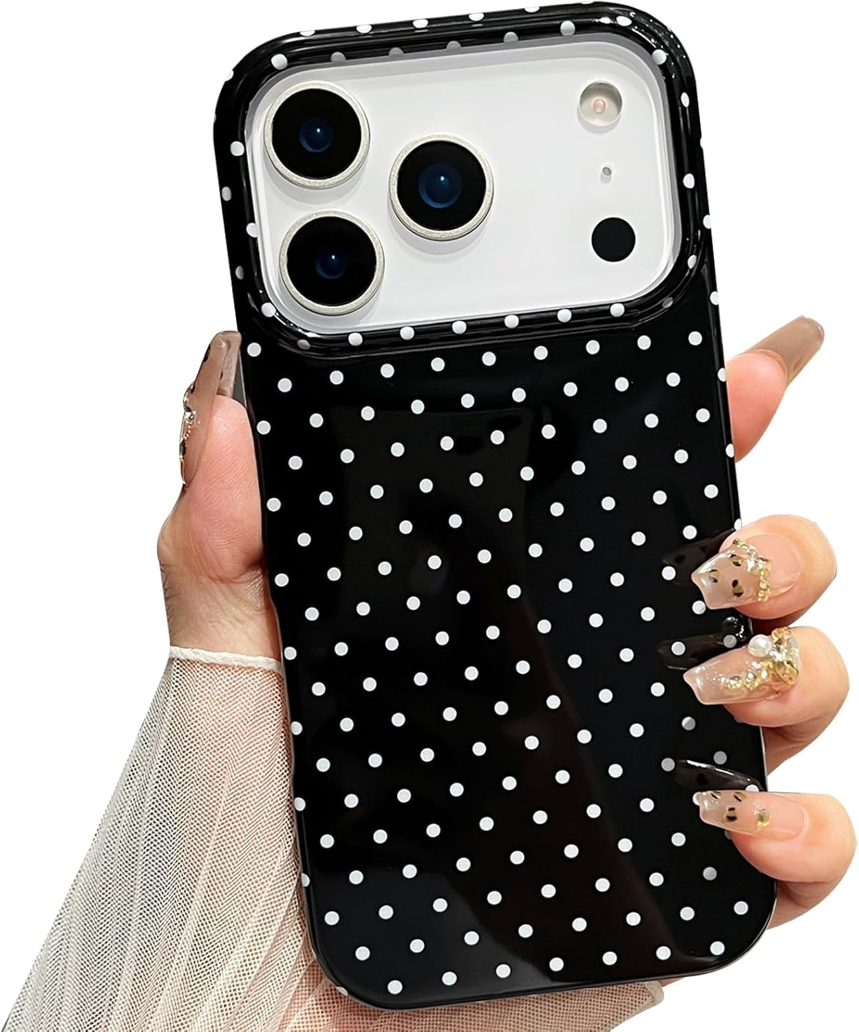 Rorupopo for Iphone 17 Pro Case Women Girly Aesthetic Trendy Polka Dot Phone Cases Simple Design Retro Slim Drop Protection Protective Cover for Iphone 17 Pro，Pink