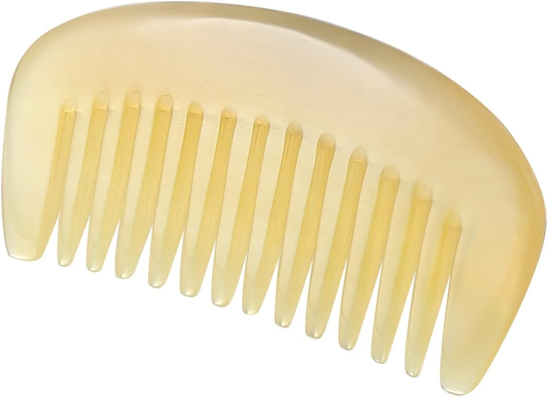 Wide Tooth Hair Comb Premium Natural Sheep Horn Comb 100% Handmade anti Static Hair Detangler Comb Semicircle Pocket Comb(Semicircle STY2) image number 6