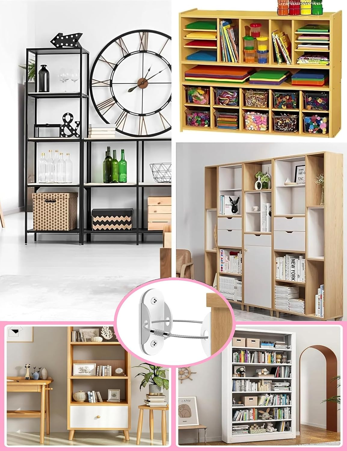 Wayfurr Furniture Anchors for Baby Proofing (12 Pack), anti Tip Wall Straps Secure 400 Lbs Dresser, Bookshelf & Cabinet, Child Safety image number 1