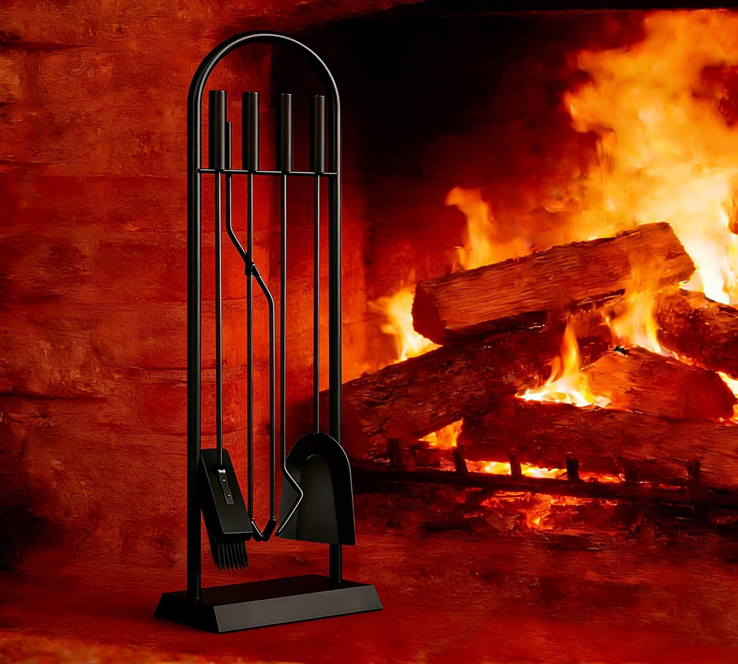 Kingson Classic Black 5 Piece Fireplace Companion Set 23 X 14 X 68 Cm Fireplace Accessories Elegant Fireplace Tool Set image number 6