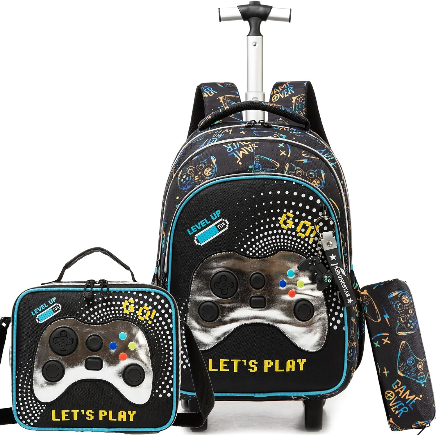 ZBAOGTW Rolling Backpack for Kids with Wheels Backpacks for Kids Travel Bags 3PCS Girls and Boys Backpack with Lunch Box