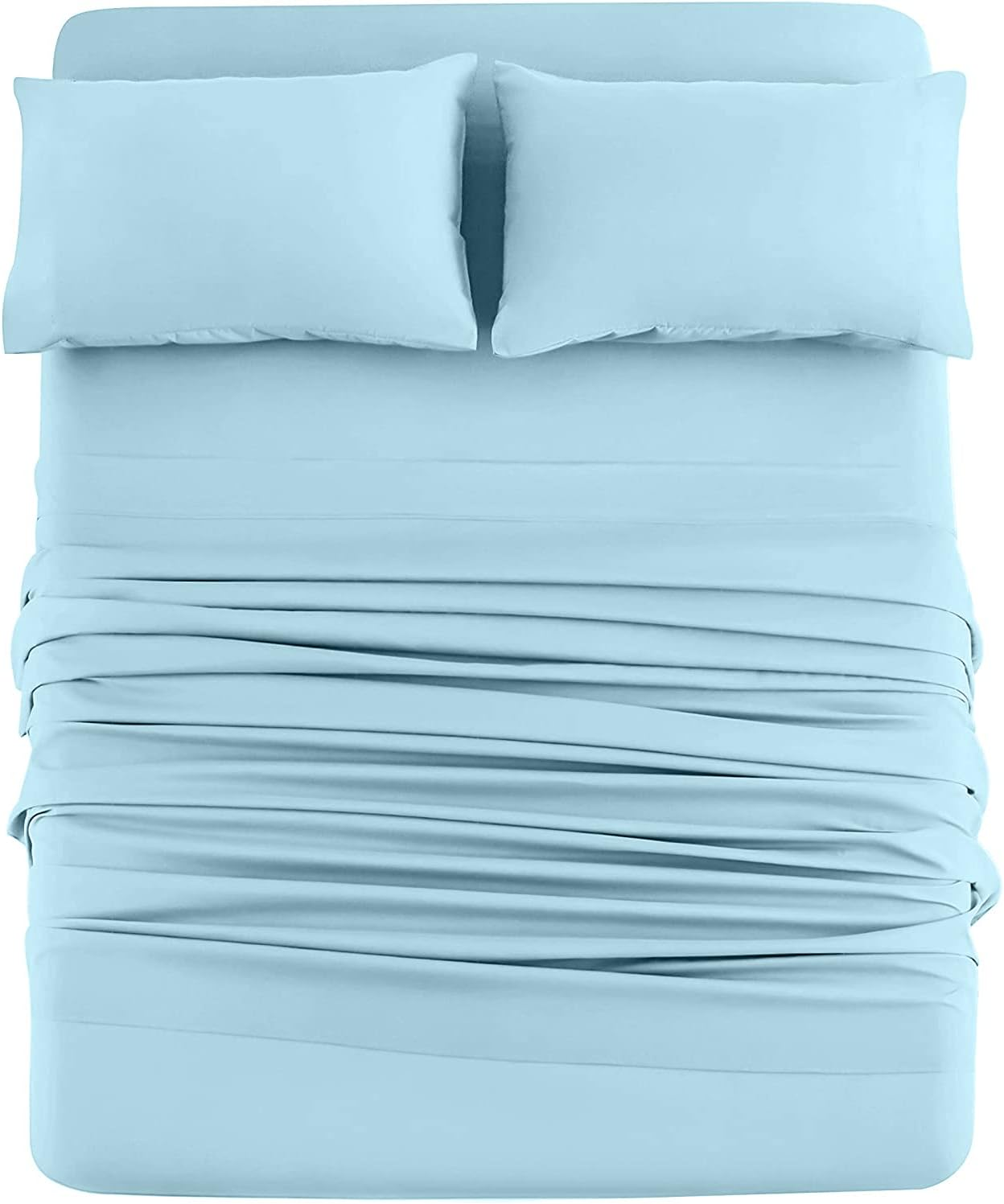 DAN RIVER King Jersey Sheet Set|Luxury Heather 100% Cotton Bed Sheets|T-Shirt Sheets|All Season Bedding|Soft Comfortable Deep Pocket Jersey Cotton Bed Sheets (4Pc, King, Light Blue) image number 2