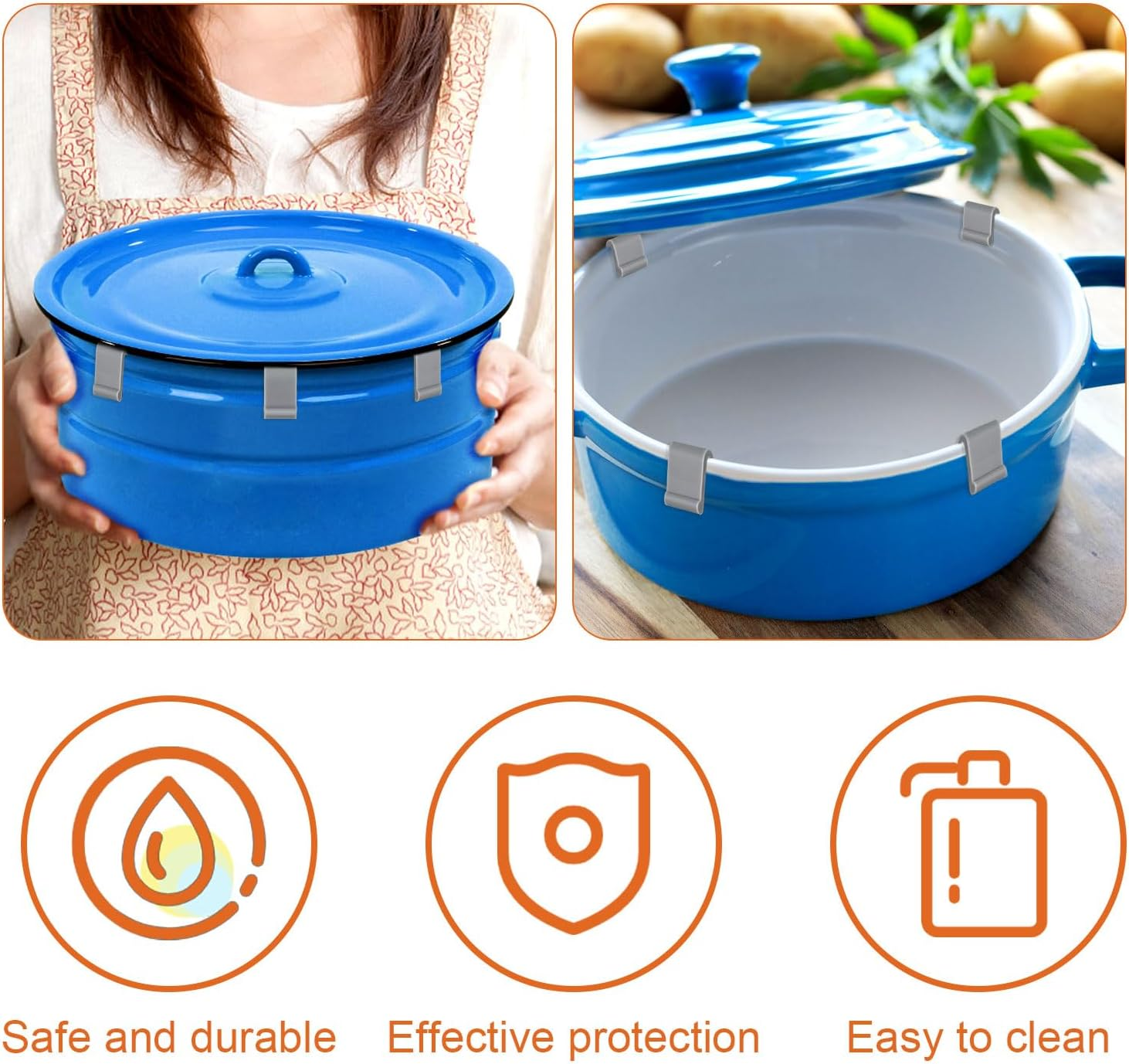 12Pcs Dutch Oven Lid Protector Clips, Silicone Dutch Oven Lid Flexible Bumper Dutch Oven Protective Clip Lid Protector Clips for Storage (Gray) image number 2